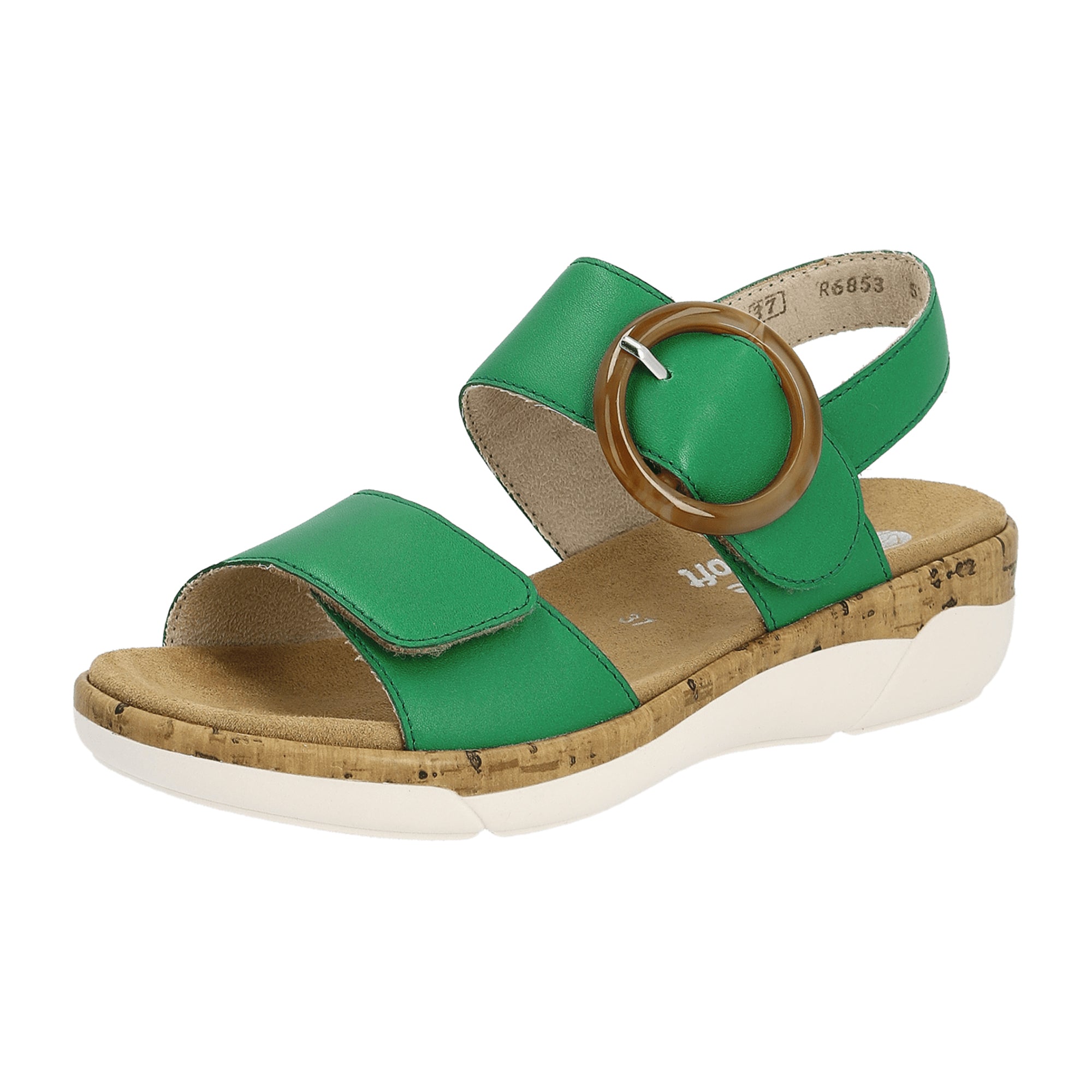 Remonte Green Leather Flat Shoes for Women R6853-53 Comfortable Casual Footwear