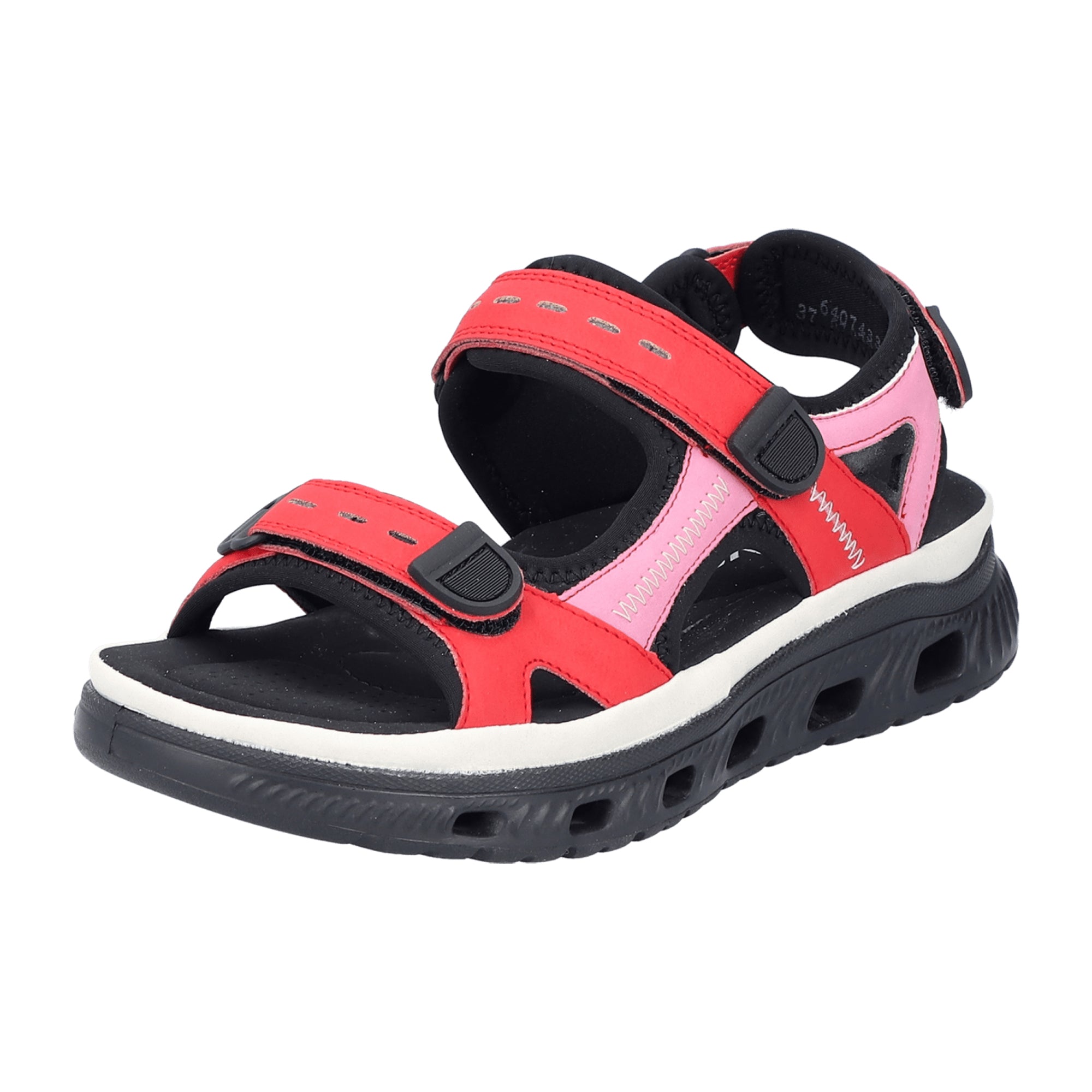 Rieker Red Women's Sandals Adjustable Strap Flat Comfortable Casual Shoes
