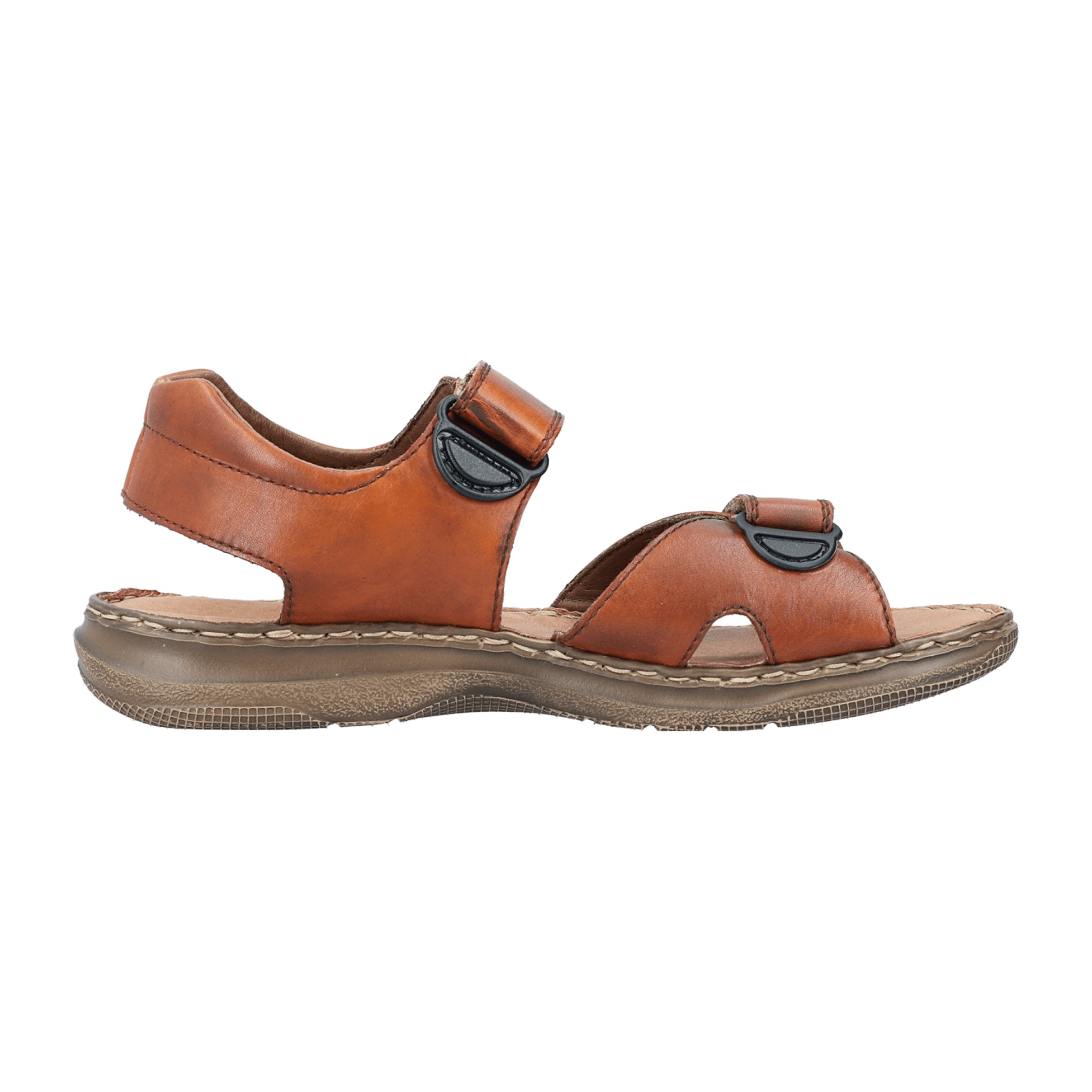 Rieker Men's Brown Leather Sandals with Velcro Strap