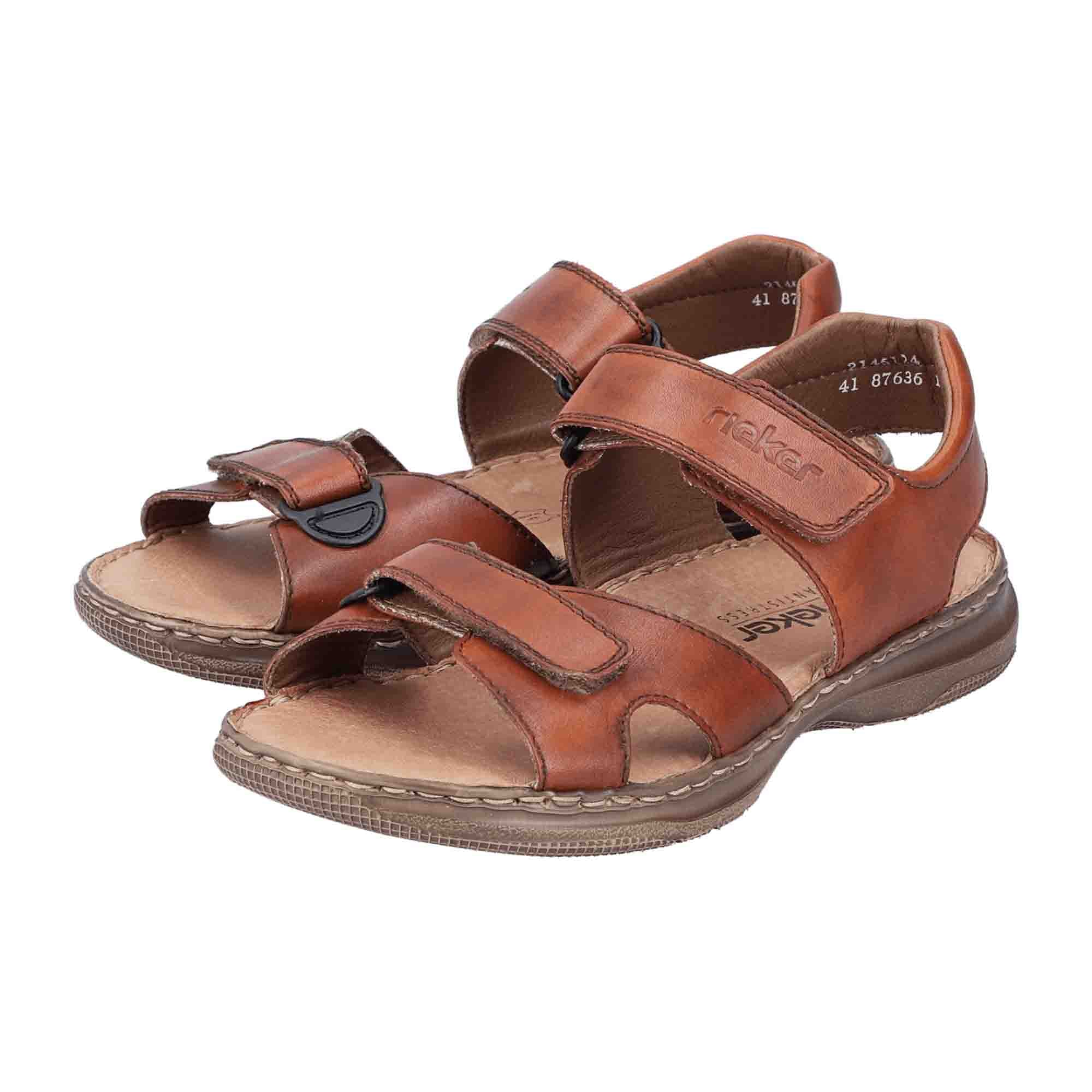 Rieker Men's Brown Leather Sandals with Velcro Strap