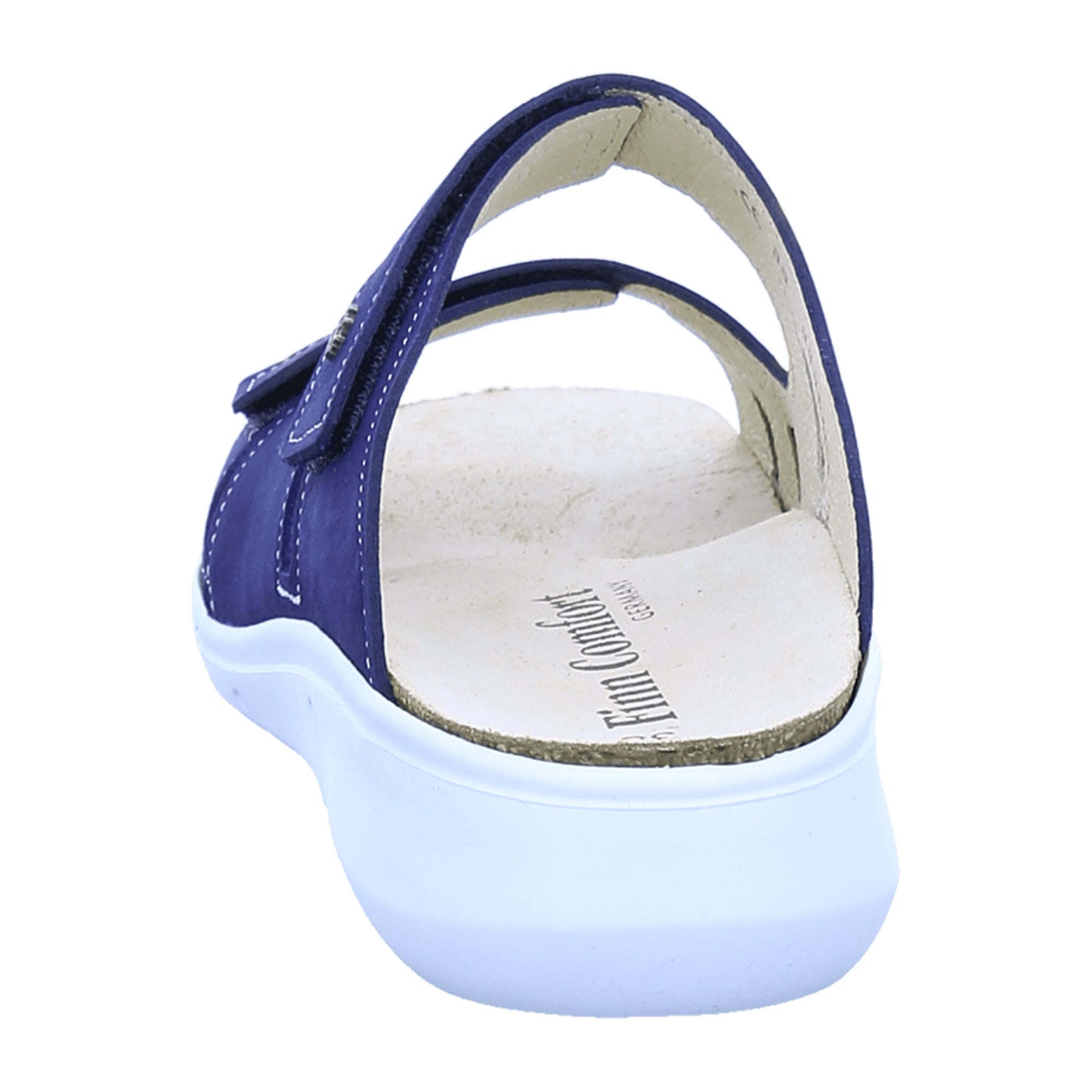 Finn Comfort Palau Women's Sandals - Blue Leather Slide Sandals with Adjustable Straps and Comfort Footbed