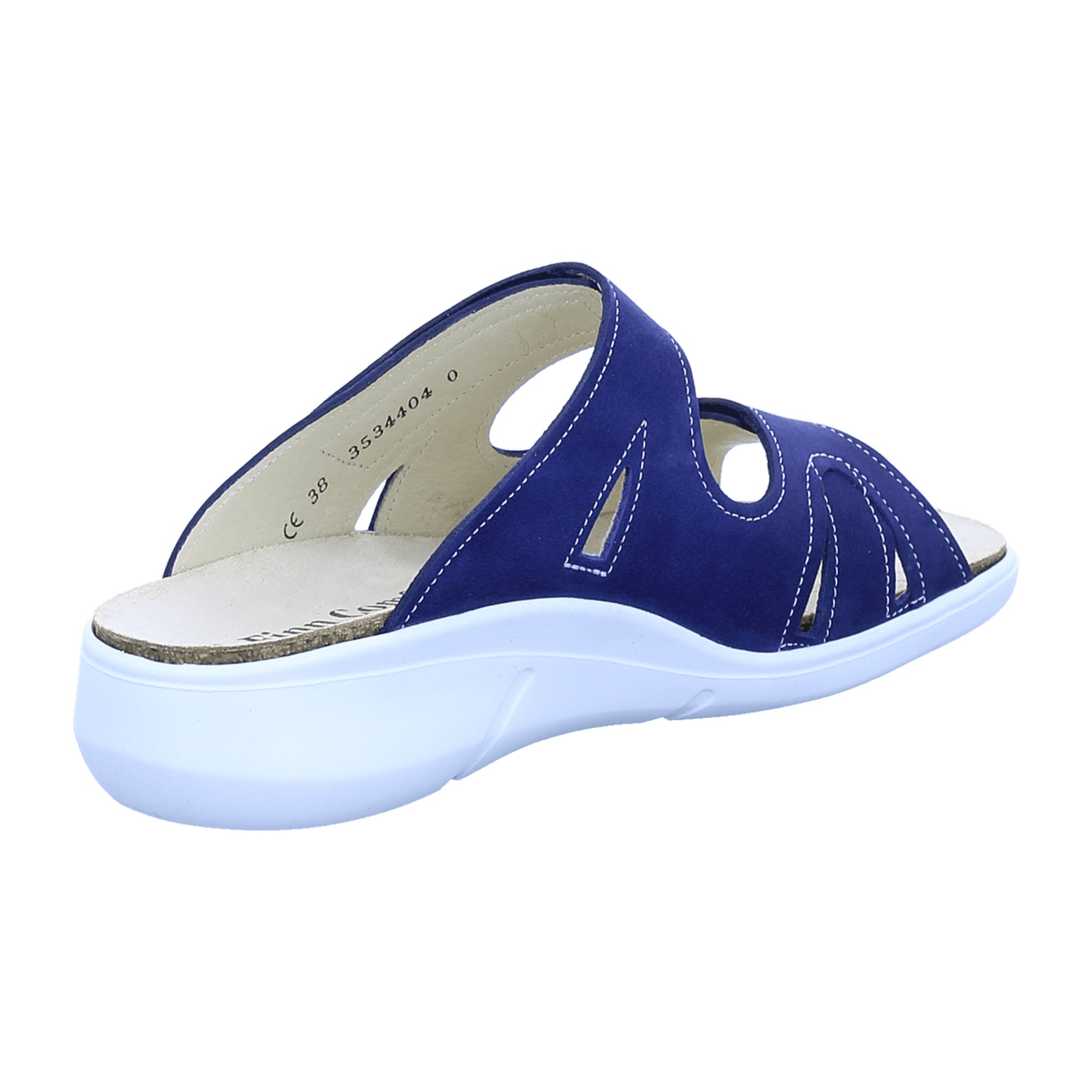 Finn Comfort Palau Women's Sandals - Blue Leather Slide Sandals with Adjustable Straps and Comfort Footbed