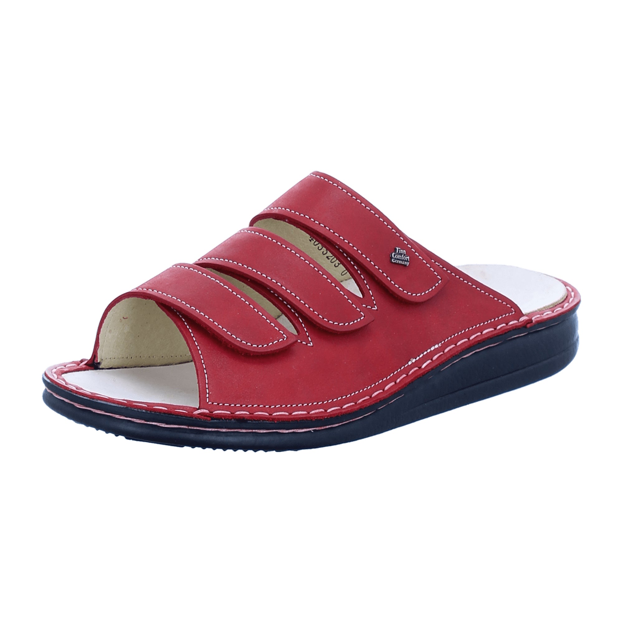 Finn Comfort Korfu Red Leather Slide Sandals for Women - Stylish & Comfortable Summer Footwear