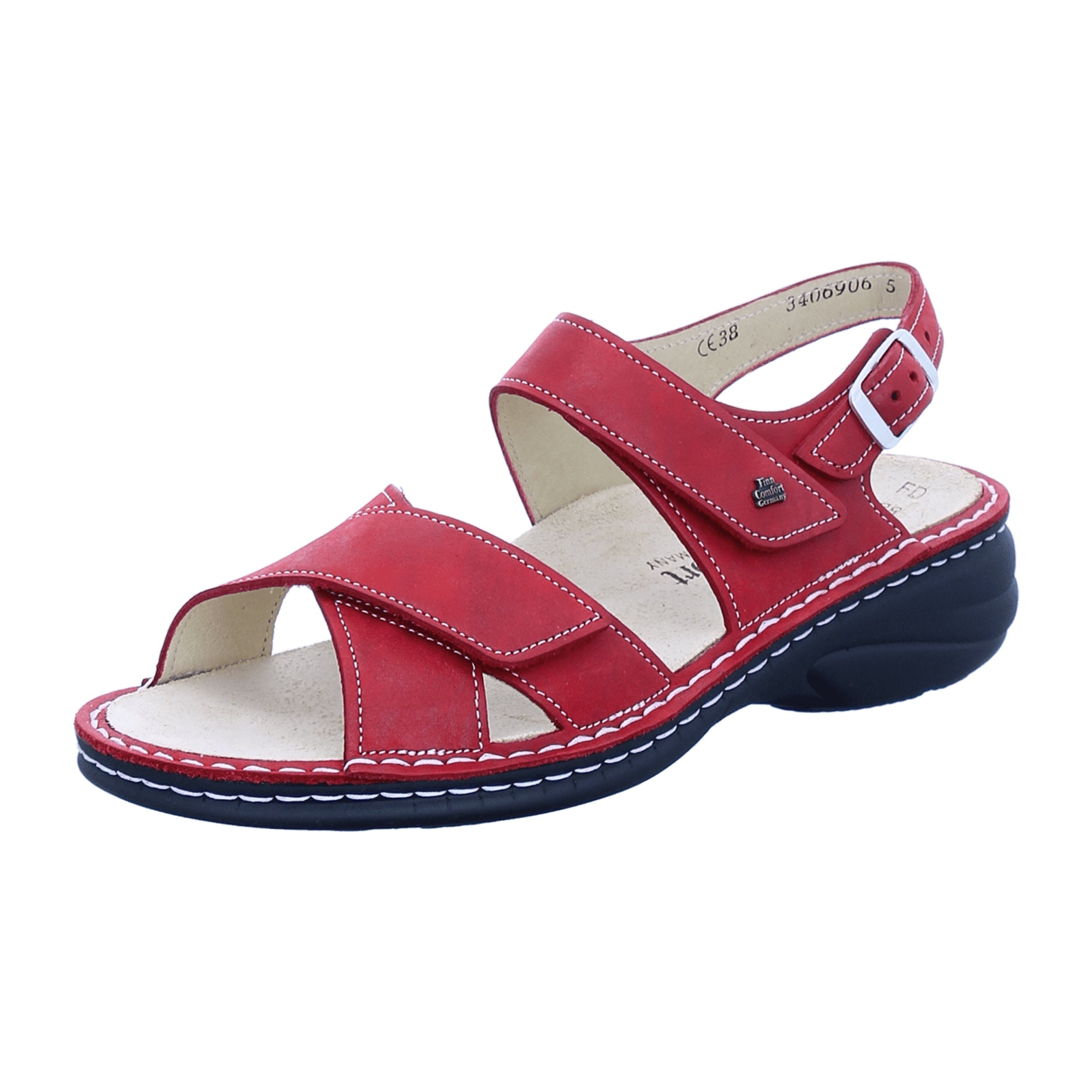 Finn Comfort Linosa Red Nubuck Leather Sandals For Women - Comfort & Style