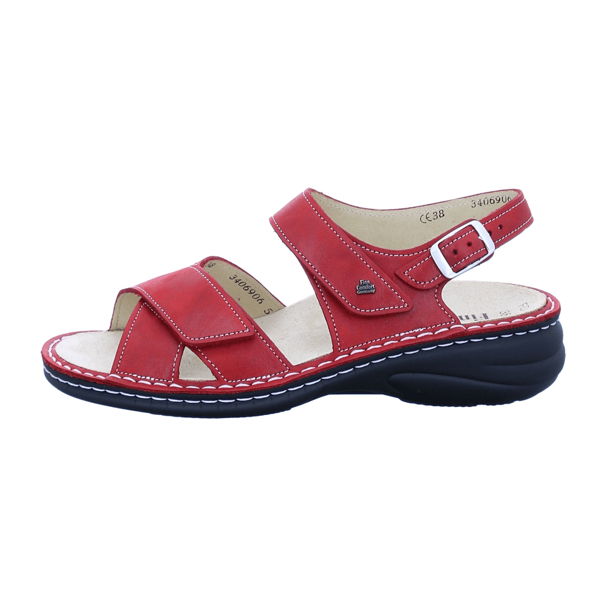 Finn Comfort Linosa Red Nubuck Leather Sandals For Women - Comfort & Style