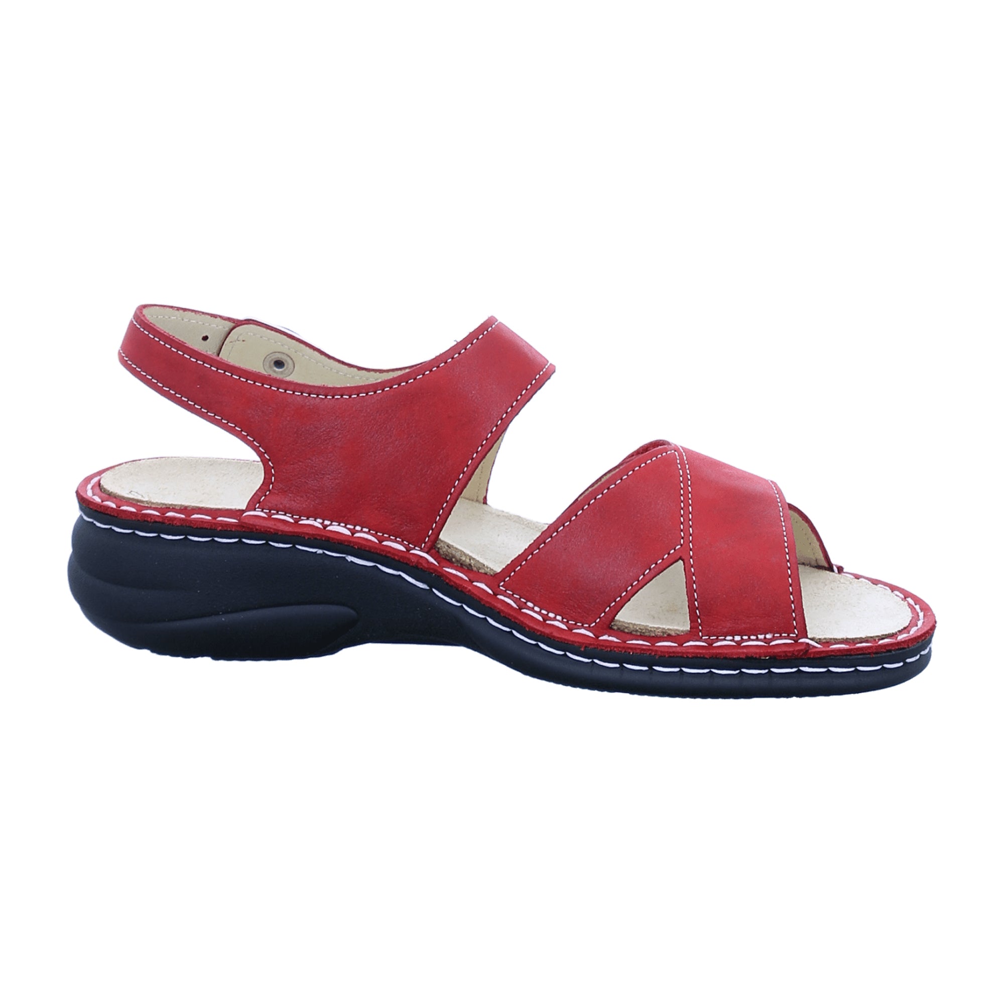 Finn Comfort Linosa Red Nubuck Leather Sandals For Women - Comfort & Style