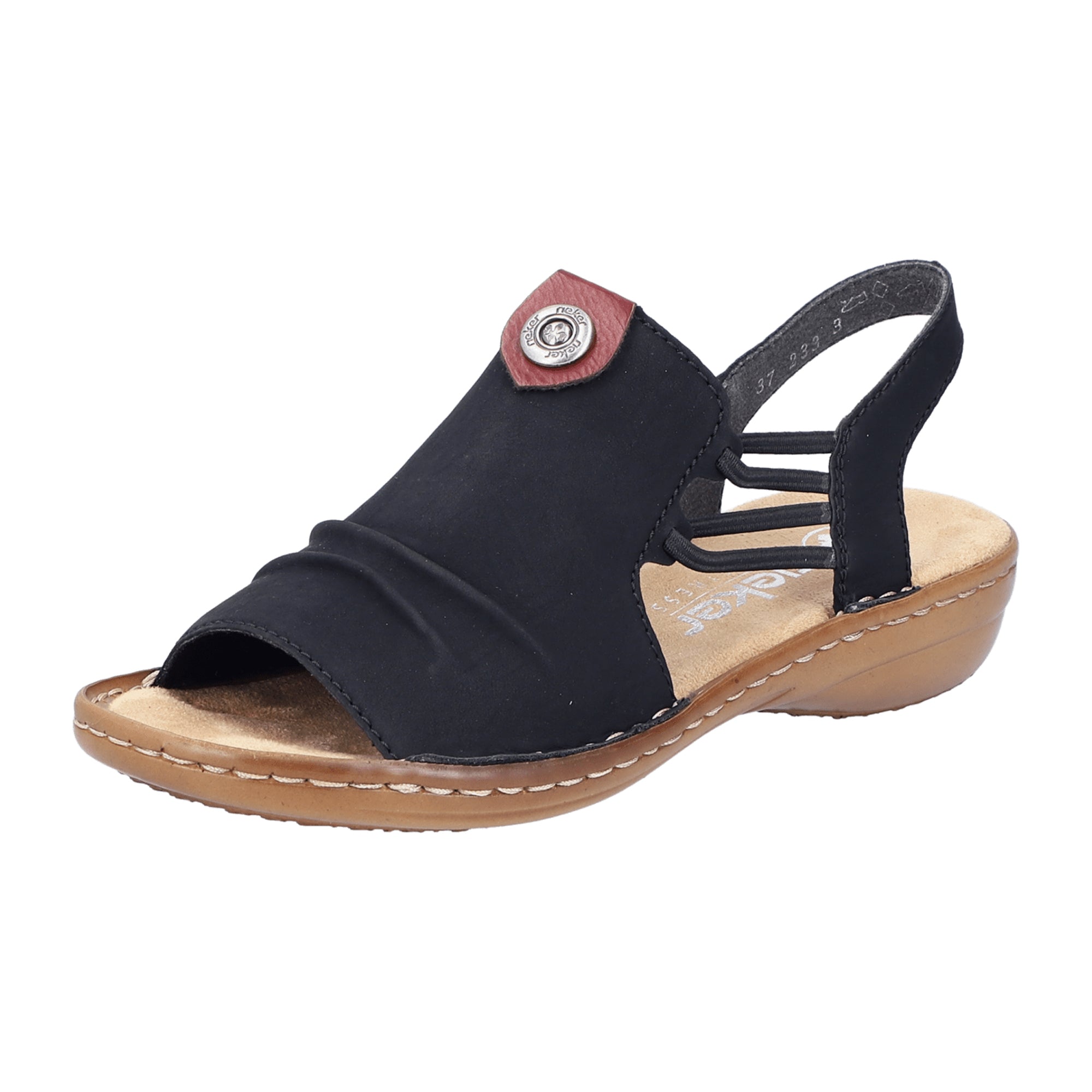 Rieker 60872 Black Women's Sandals Flat Heel Synthetic Upper and Sole