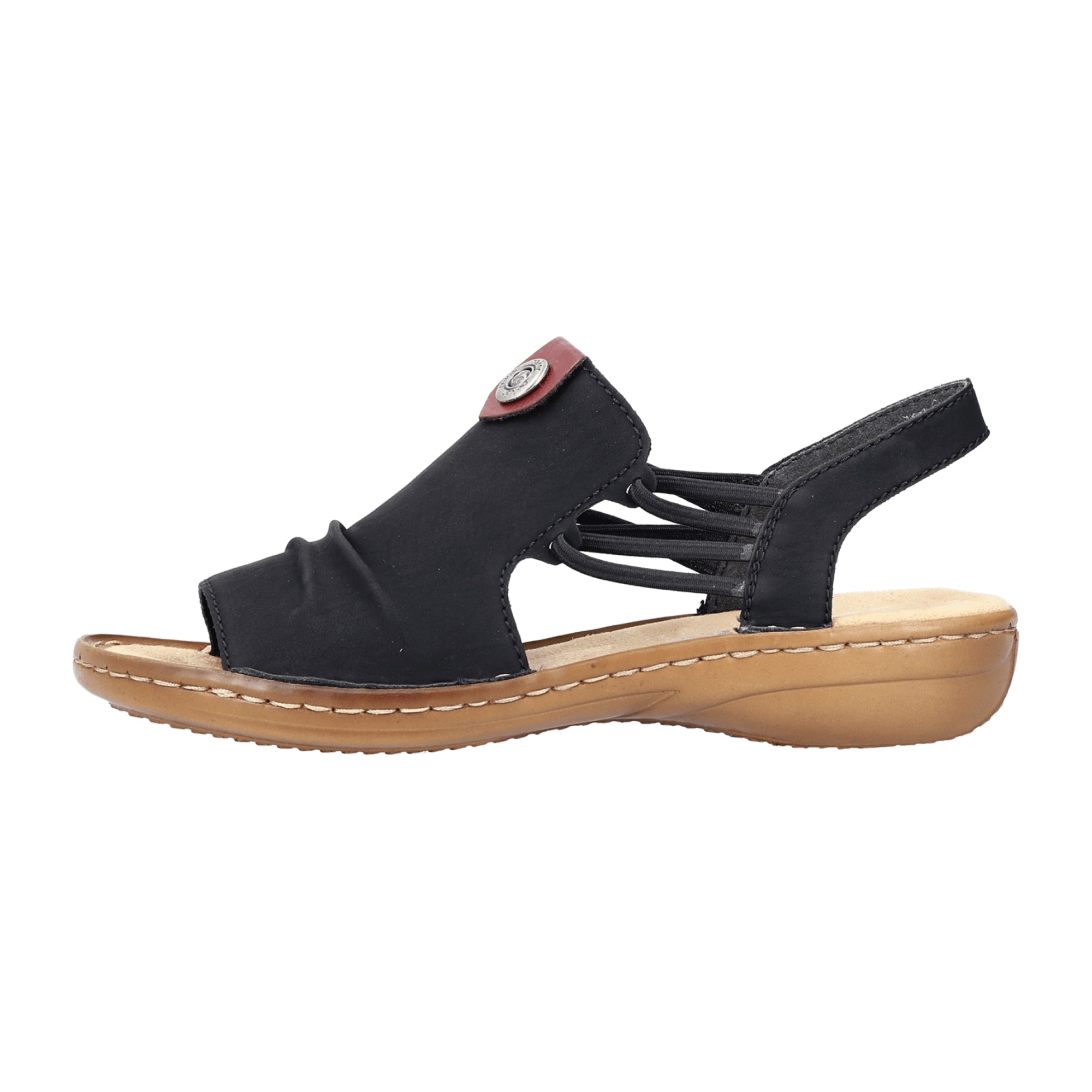Rieker 60872 Black Women's Sandals Flat Heel Synthetic Upper and Sole