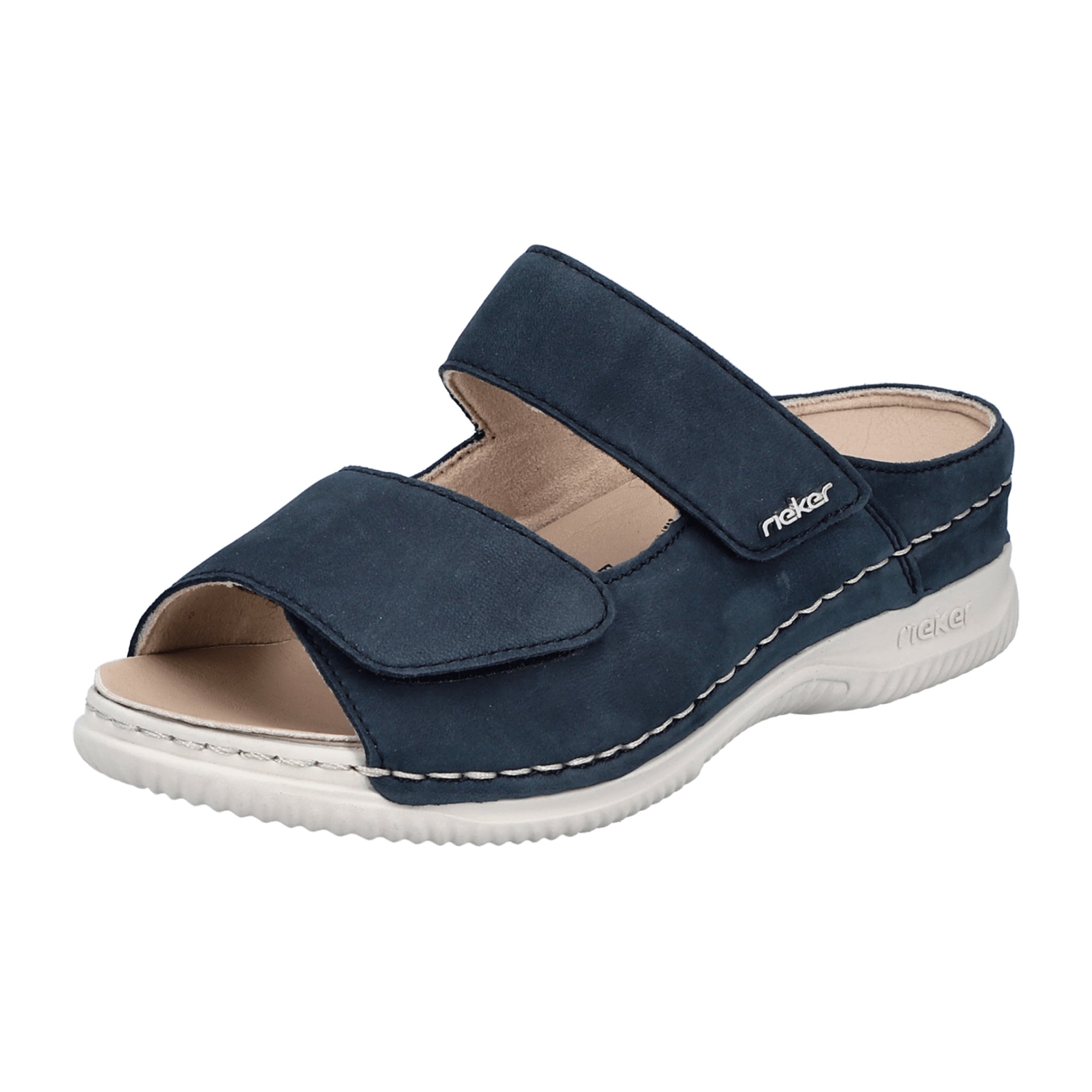 Rieker V7492-14 Blue Women's Leather Shoes Flat Heel Comfortable Casual