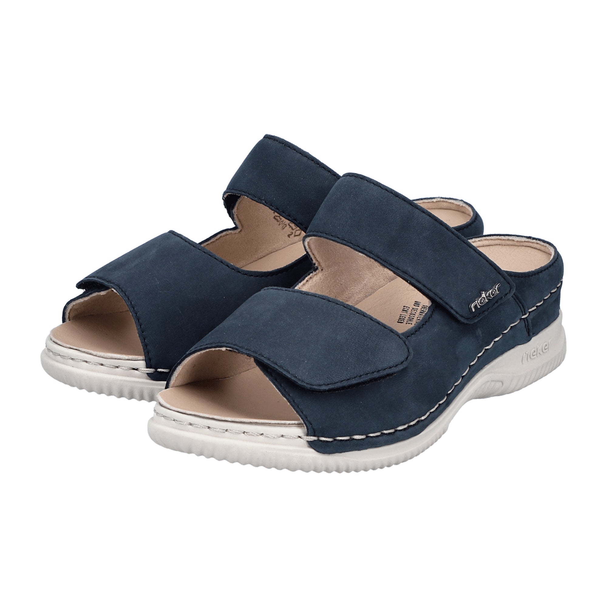 Rieker V7492-14 Blue Women's Leather Shoes Flat Heel Comfortable Casual
