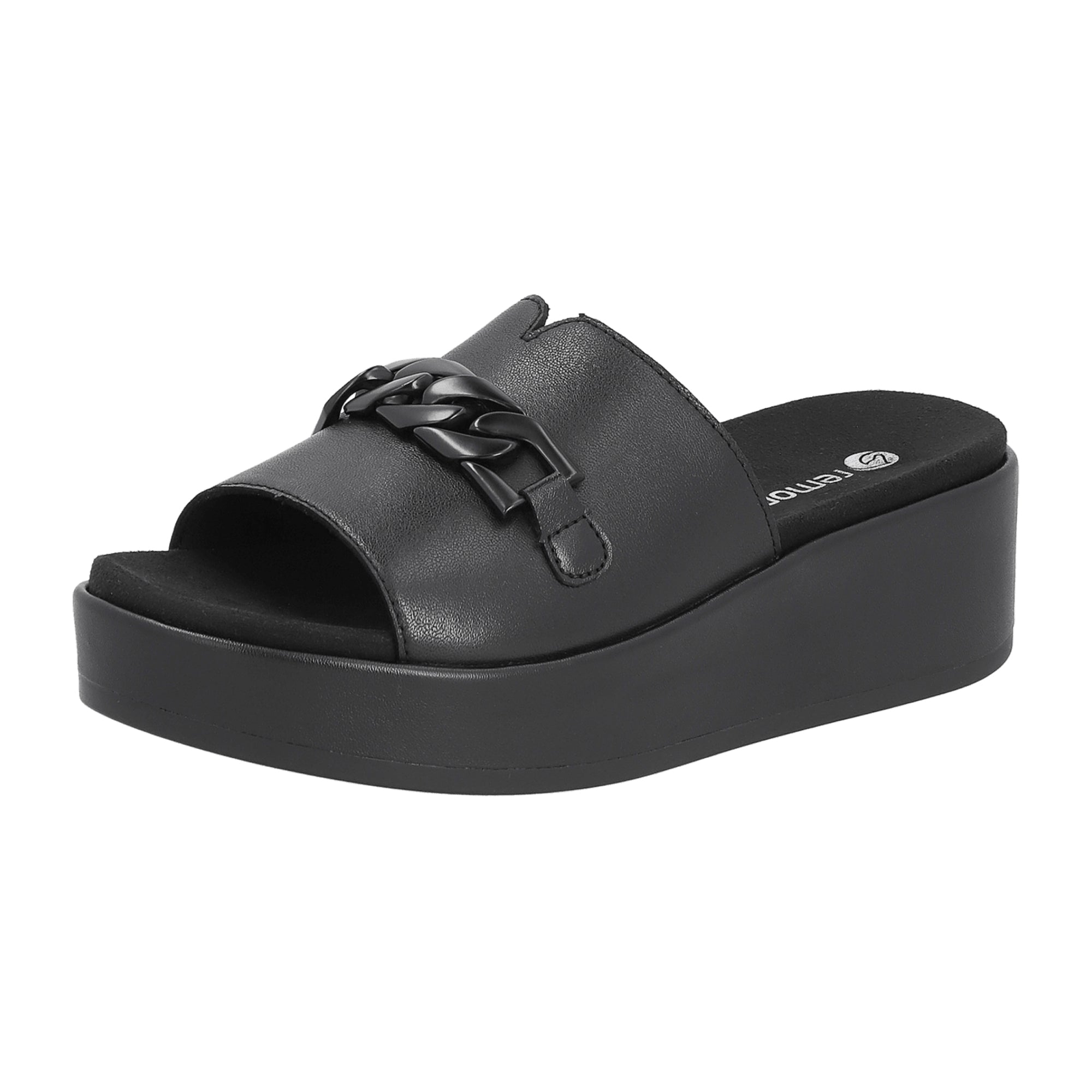 Remonte Women's Black Leather Shoes Comfortable Low Heel Casual Footwear