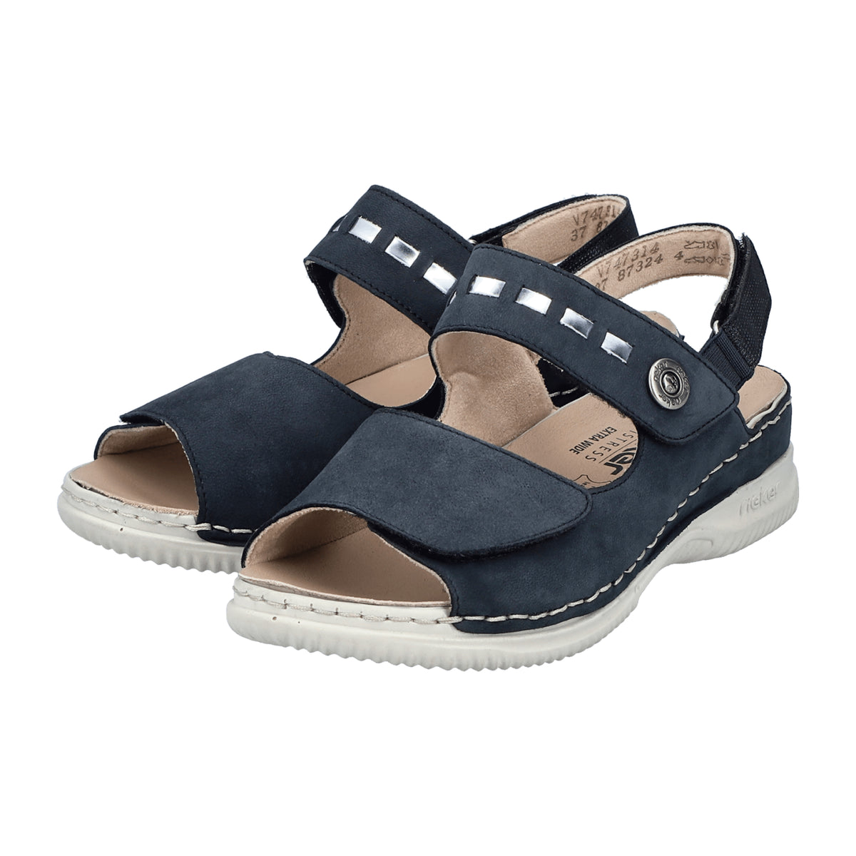 Rieker Talamon Blue Ankle Boots for Women Wide Fit Suede and Textile - Bartel-Shop