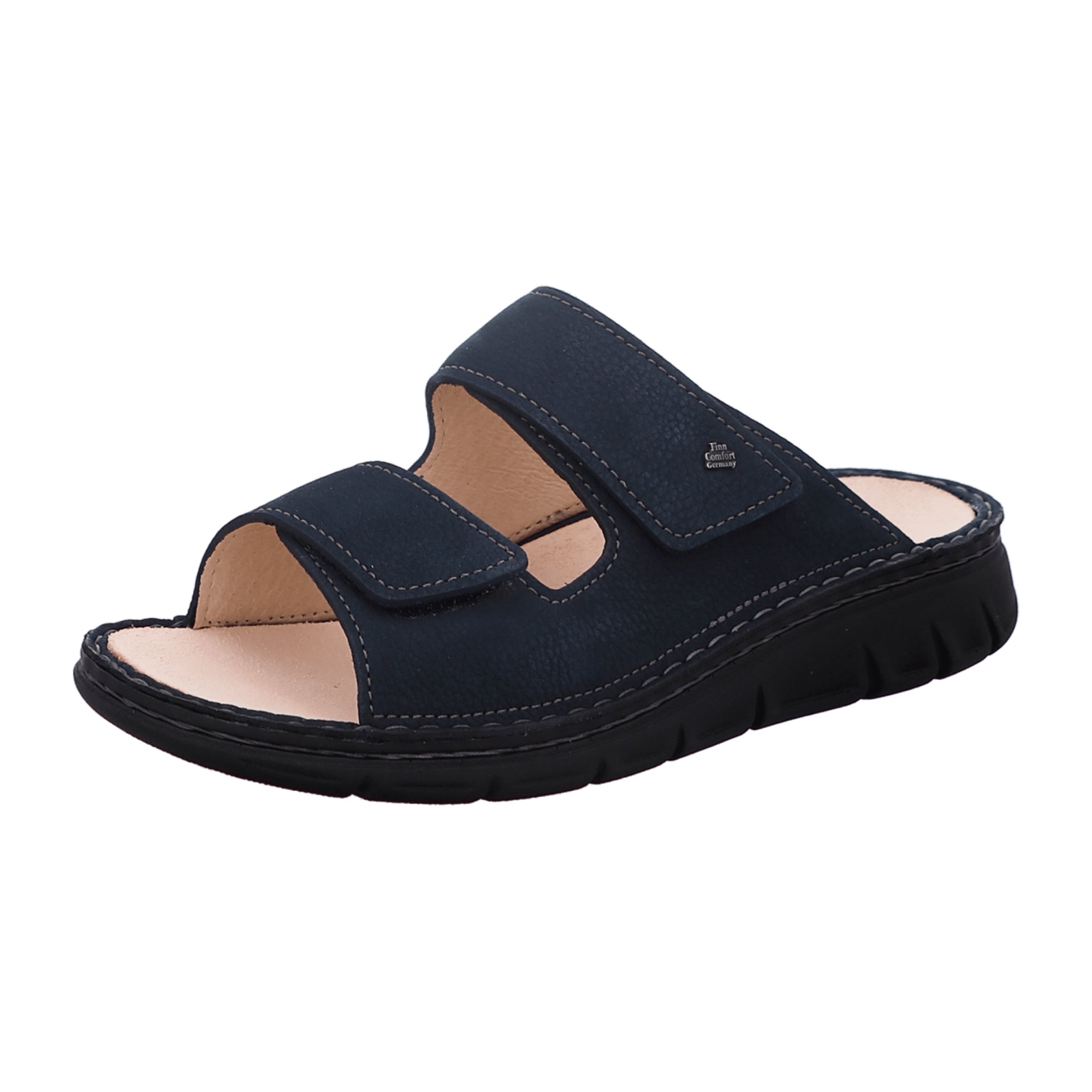 Finn Comfort Rab Matine Men's Sandals - Dark Blue Comfort Slides with Leather Upper and Replaceable Insole