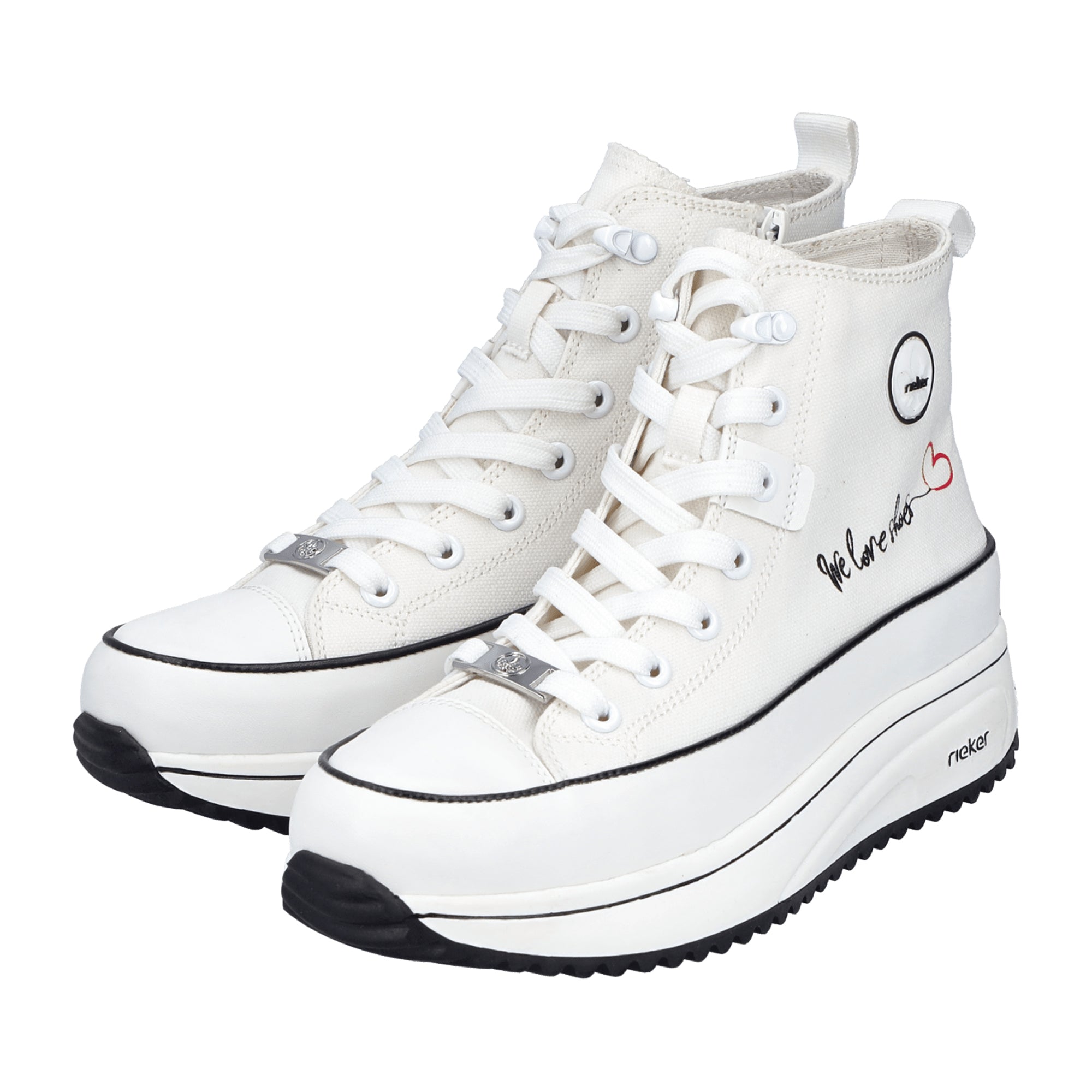 Rieker Women's White Lace-Up Shoes with Removable Insole