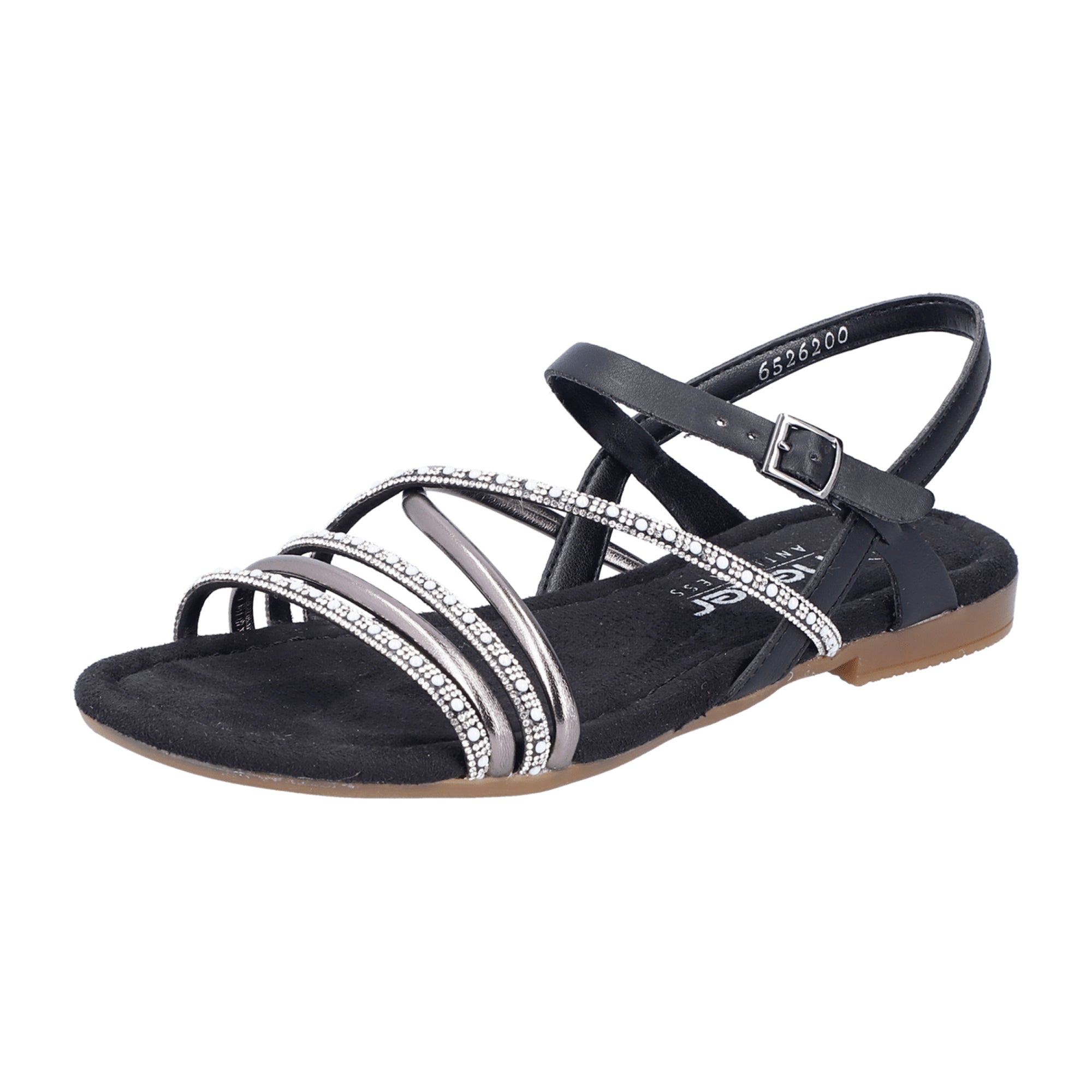 Rieker Women's Black Sandals Comfortable Flat Synthetic Upper and Sole