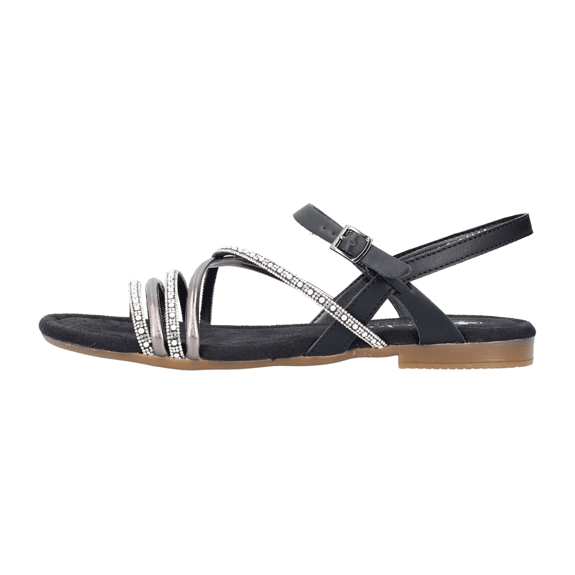 Rieker Women's Black Sandals Comfortable Flat Synthetic Upper and Sole