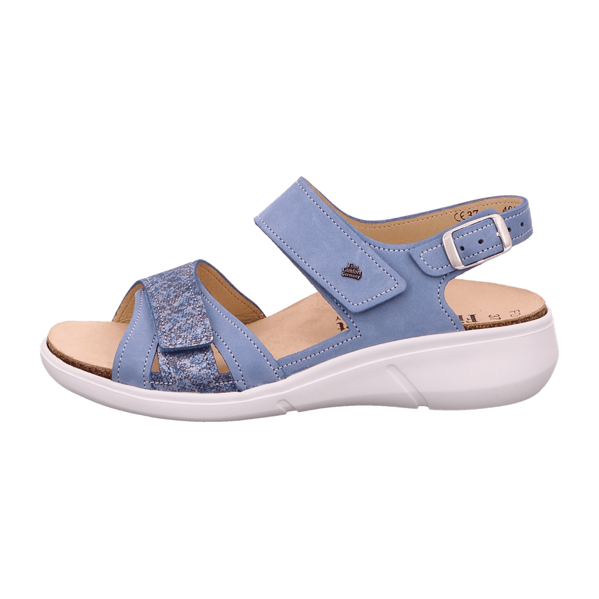 Finn Comfort Nadi Women's Comfort Sandals - Blue/Jeans Style, Removable Leather Insole