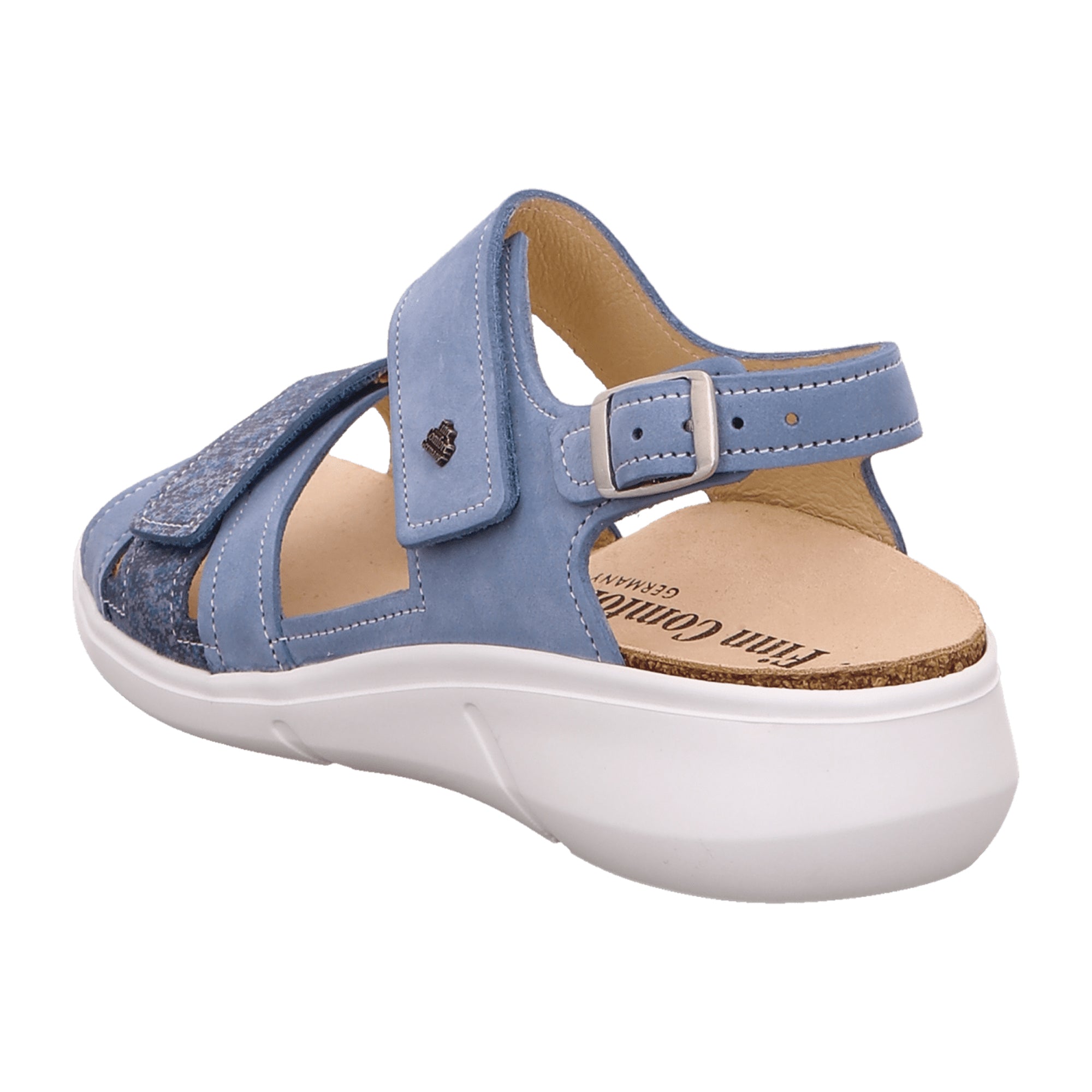 Finn Comfort Nadi Women's Comfort Sandals - Blue/Jeans Style, Removable Leather Insole