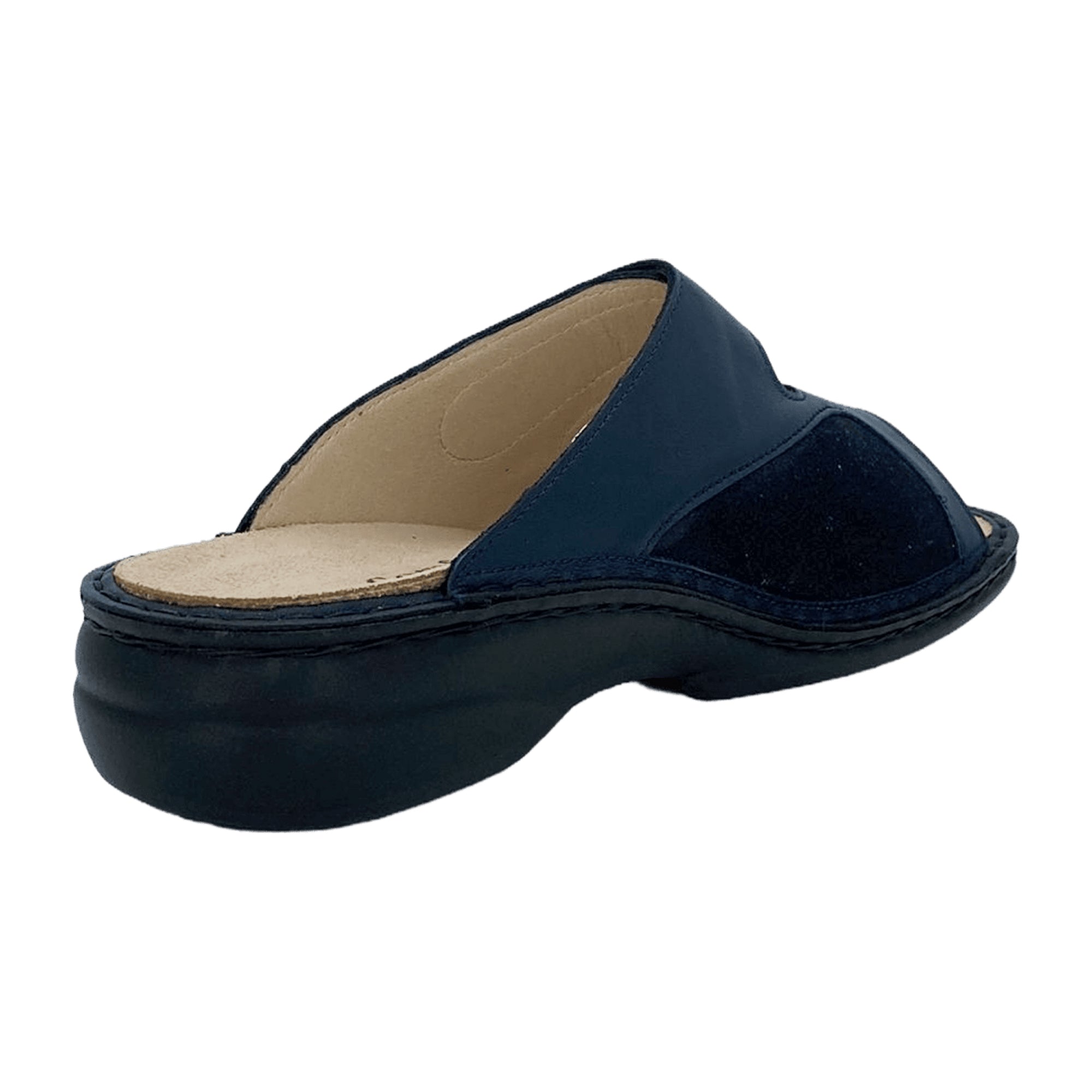 Finn Comfort Zeno Women's Comfort Sandal - Blue/Atlantic/Marine - Orthopedic Leather Slip-ons for Women with Stretch Insert for Hallux Valgus