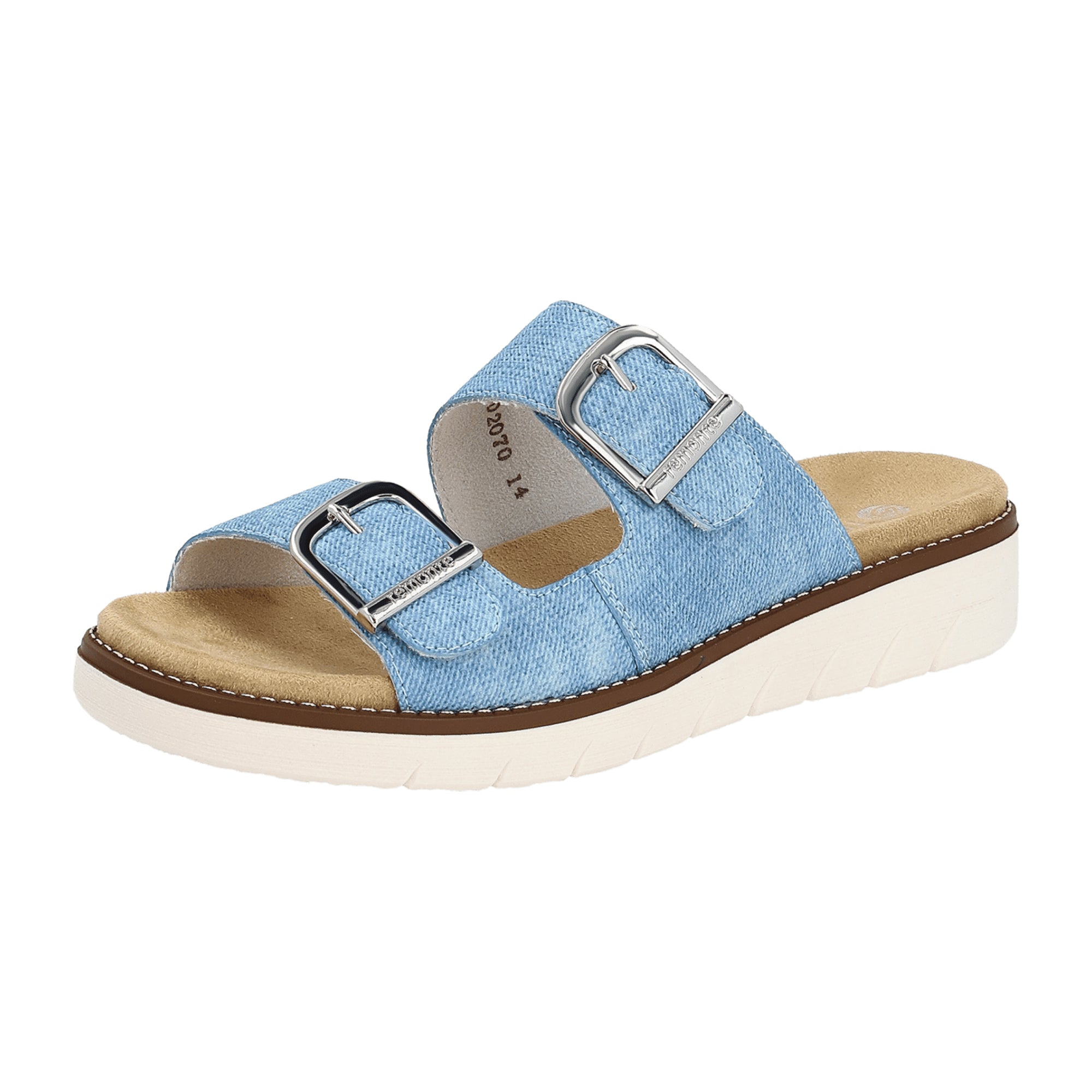 Remonte Women's Blue Leather Sandals Comfortable Flat Sole Casual Shoes