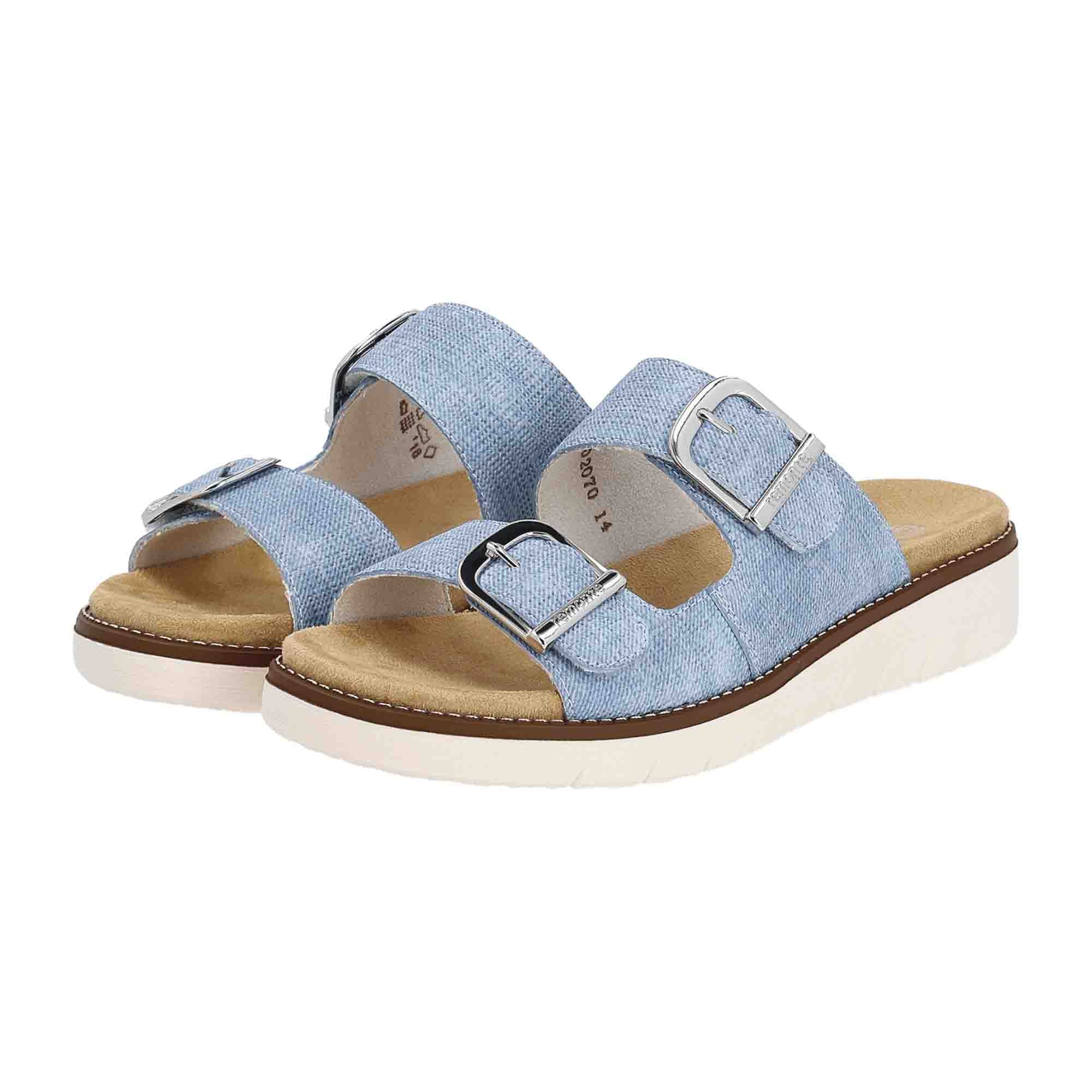Remonte Women's Blue Leather Sandals Comfortable Flat Sole Casual Shoes - Bartel-Shop