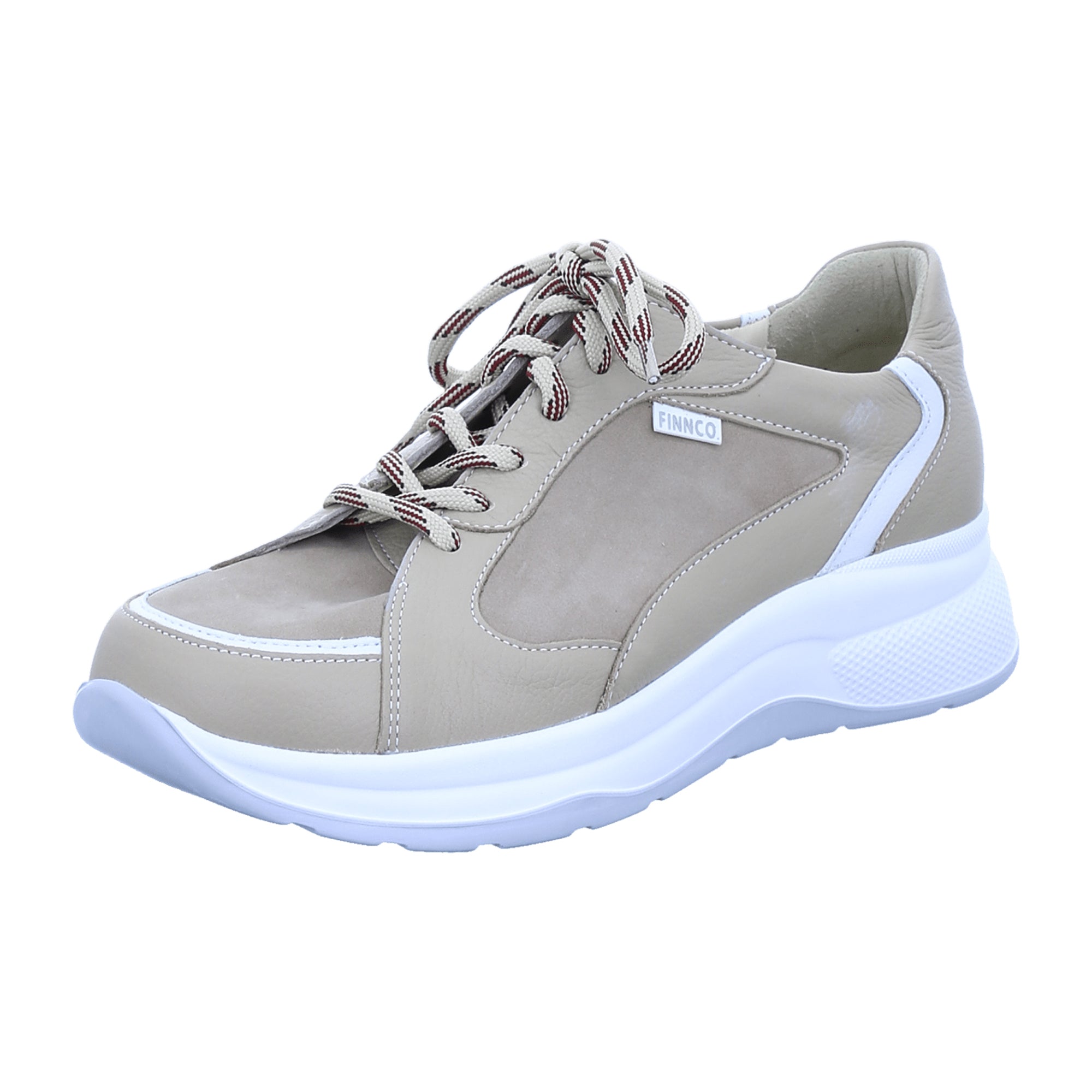 Finn Comfort Kya Women's Comfort Lace-Up Shoes in Beige - Denver Leather with Removable Insole, 15mm Heel Height