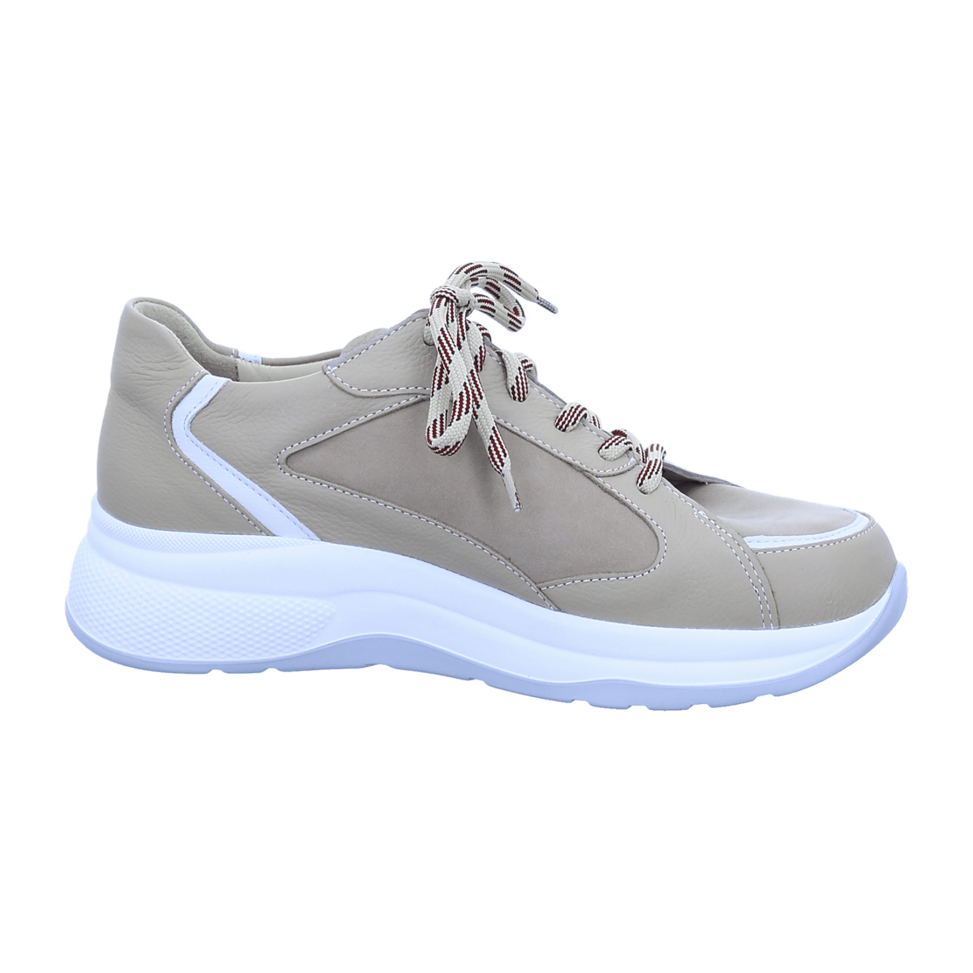 Finn Comfort Kya Women's Comfort Lace-Up Shoes in Beige - Denver Leather with Removable Insole, 15mm Heel Height