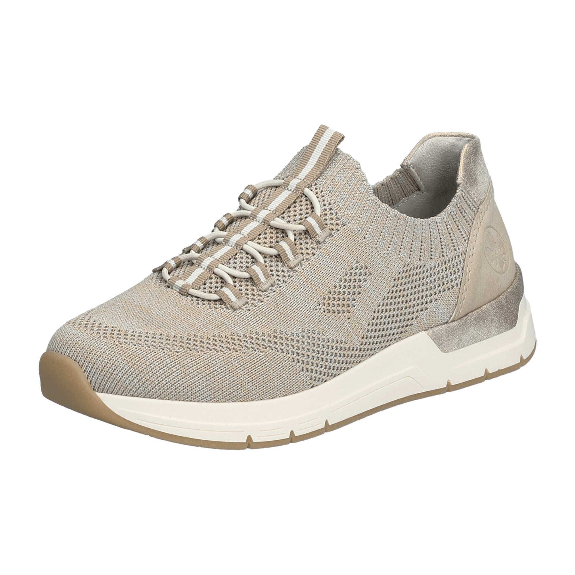 Rieker Beige Slip-On Women's Casual Shoes with Flat Heel and Textile Upper