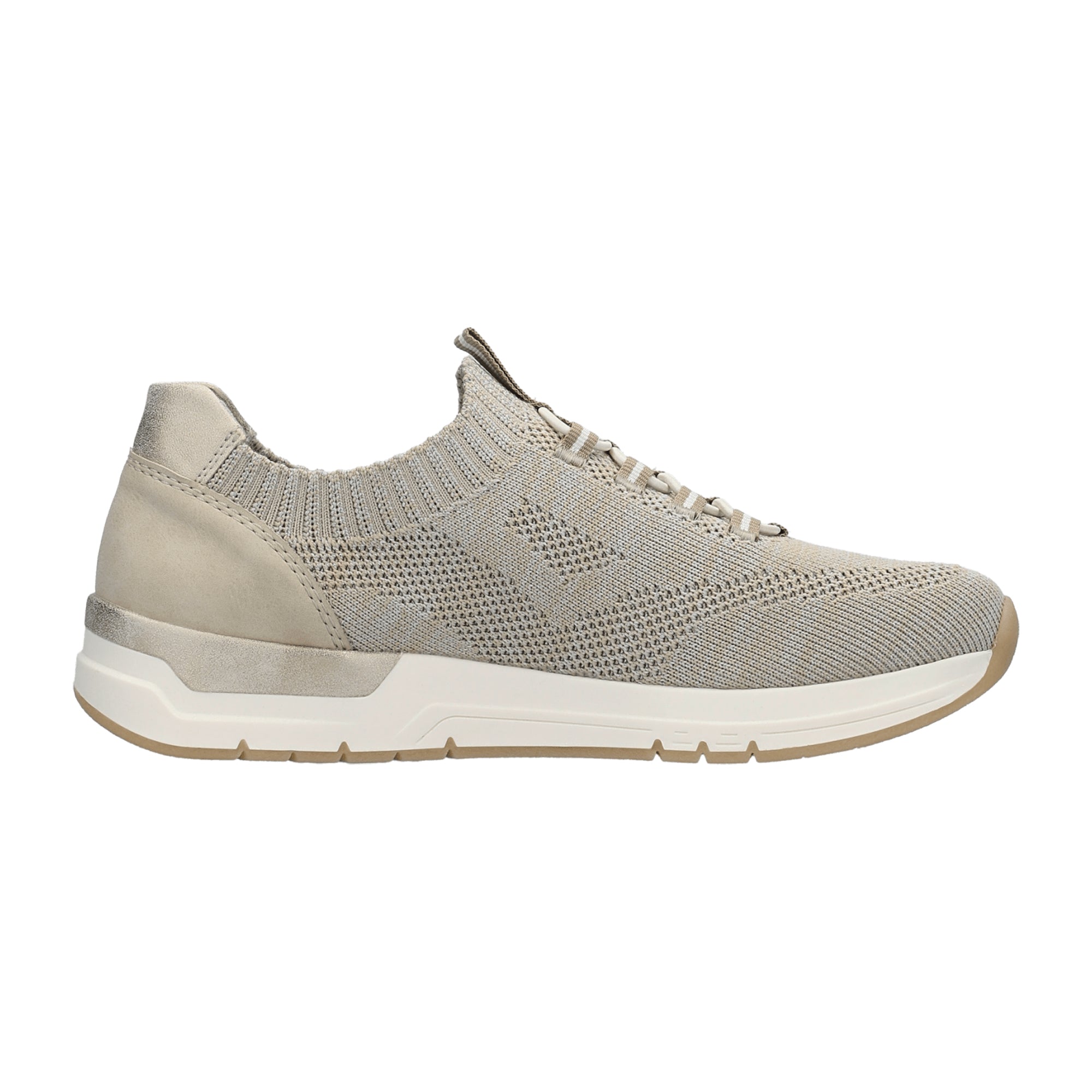 Rieker Beige Slip-On Women's Casual Shoes with Flat Heel and Textile Upper