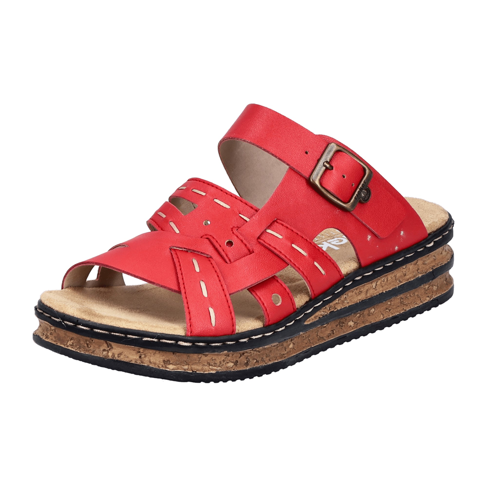 Rieker FSK Red Sandals for Women with Wedge Heel and Synthetic Material