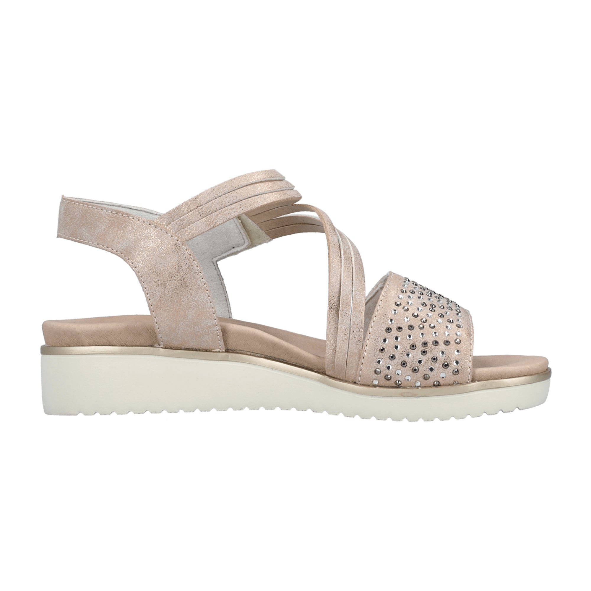 Rieker V3764 Ladies Pink Sandals with Wedge Heel and Adjustable Strap - Bartel-Shop