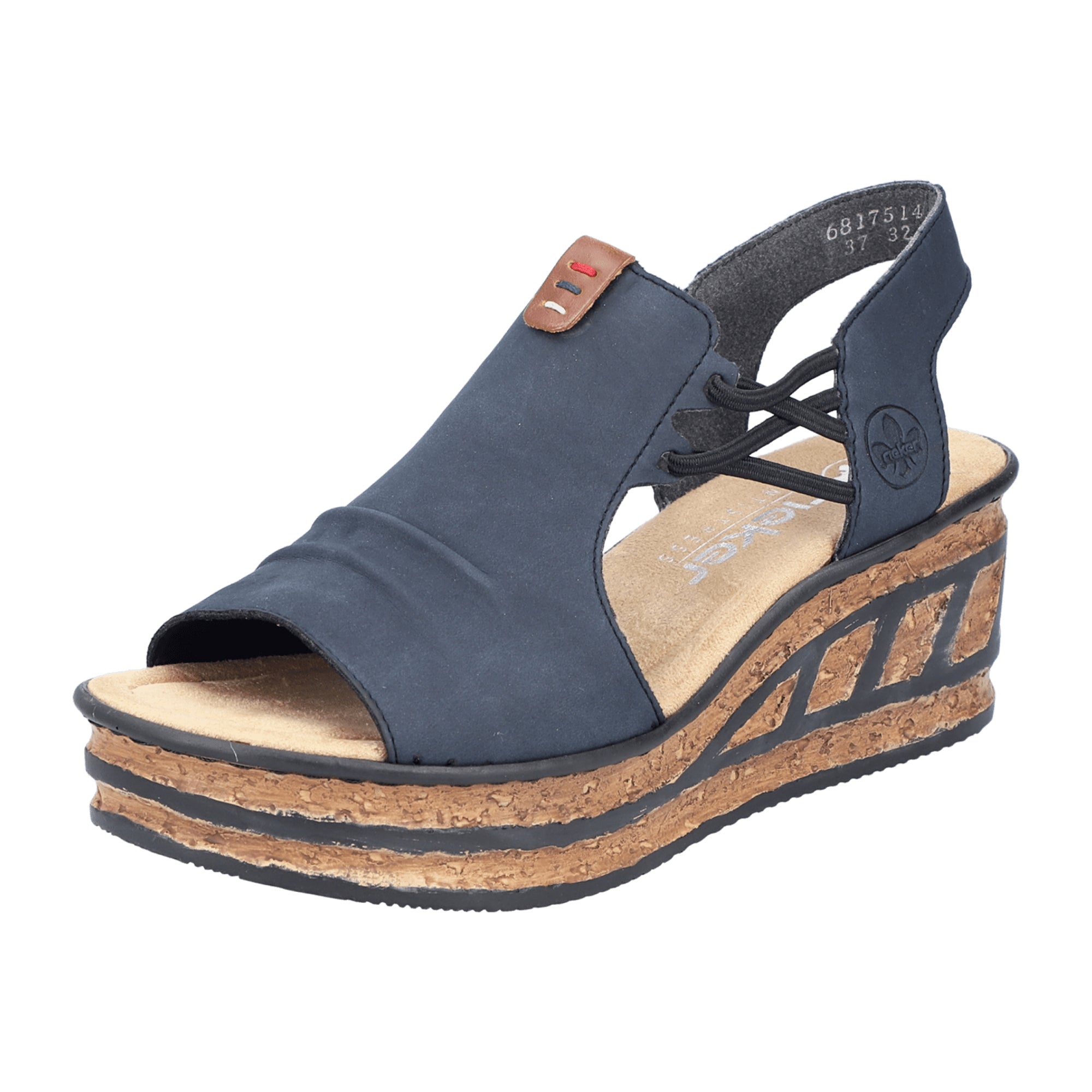 Rieker FSK Women's Blue Sandals with Wedge Heel and Synthetic Leather