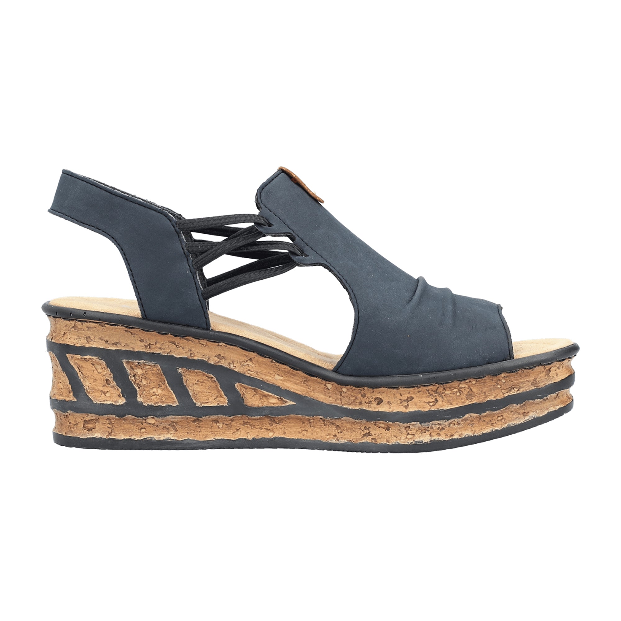 Rieker FSK Women's Blue Sandals with Wedge Heel and Synthetic Leather