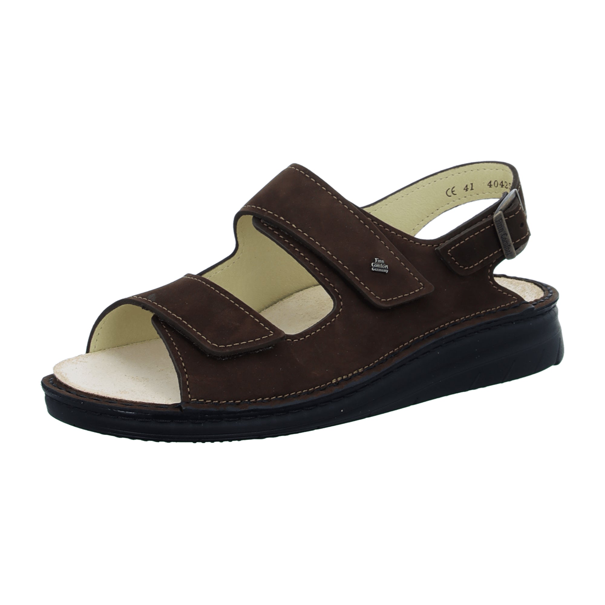 Finn Comfort Benin Men's Sandals - Oilbuk Leather in Coffee Brown with Adjustable Straps and Orthopedic Footbed