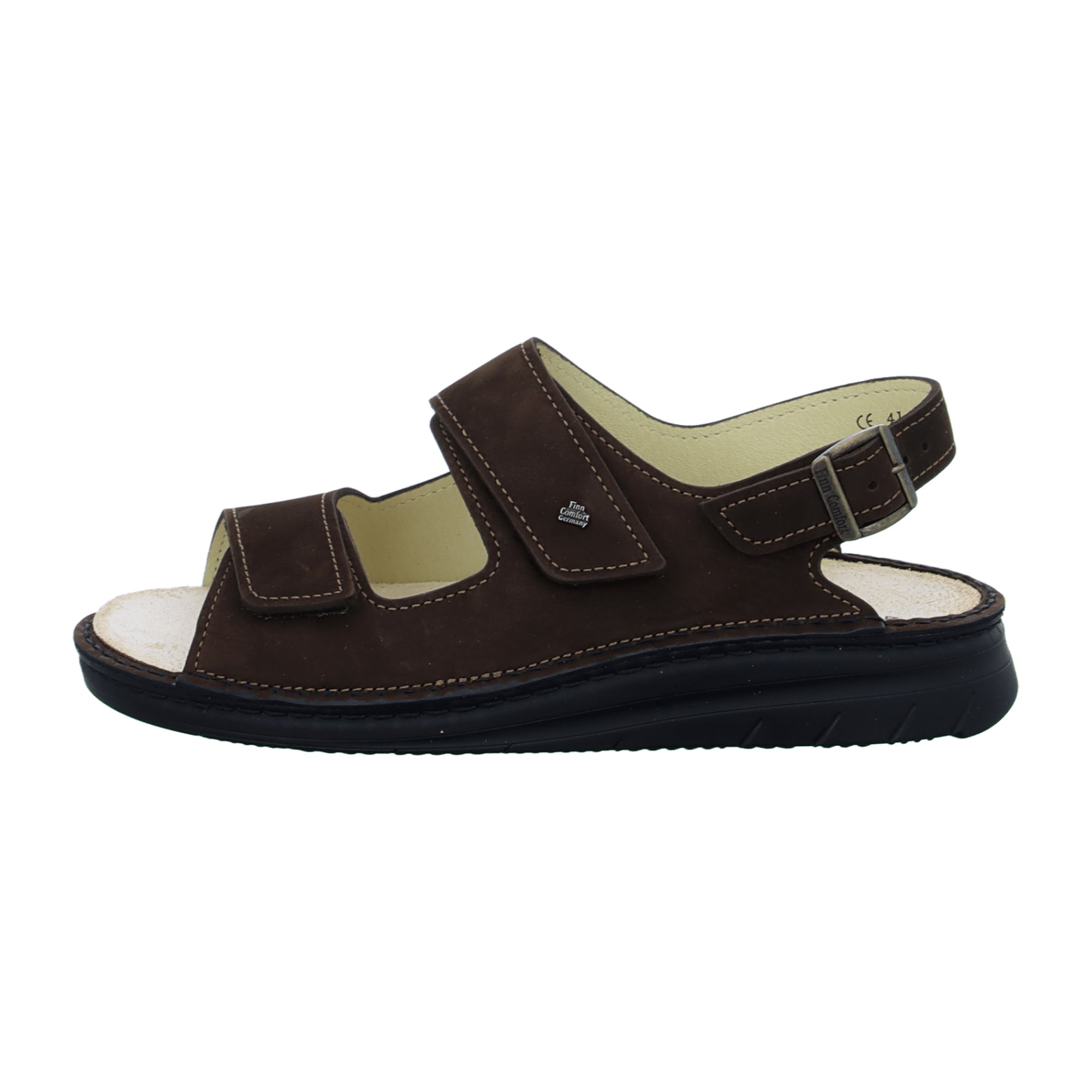 Finn Comfort Benin Men's Sandals - Oilbuk Leather in Coffee Brown with Adjustable Straps and Orthopedic Footbed