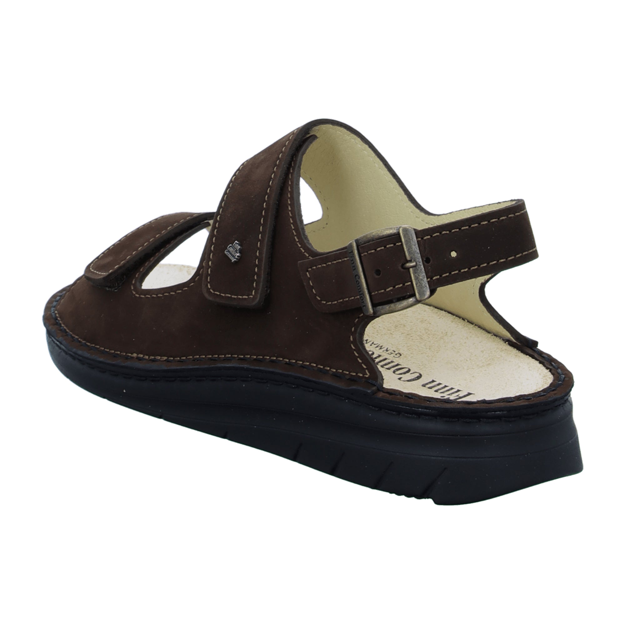 Finn Comfort Benin Men's Sandals - Oilbuk Leather in Coffee Brown with Adjustable Straps and Orthopedic Footbed