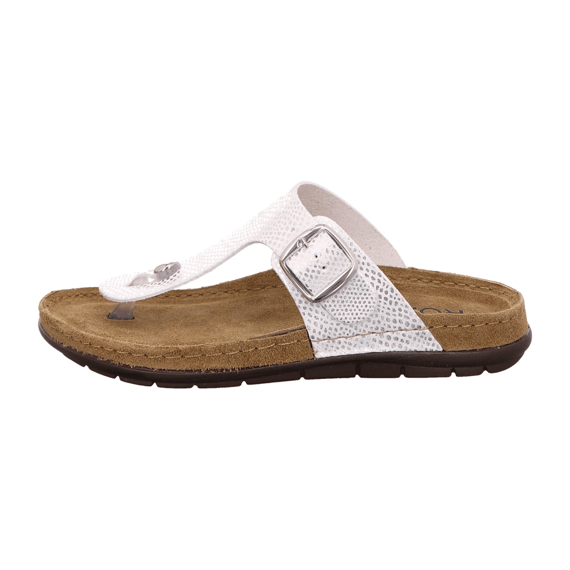 Rohde Women's White Thong Sandals Textile Synthetic Buckle Closure