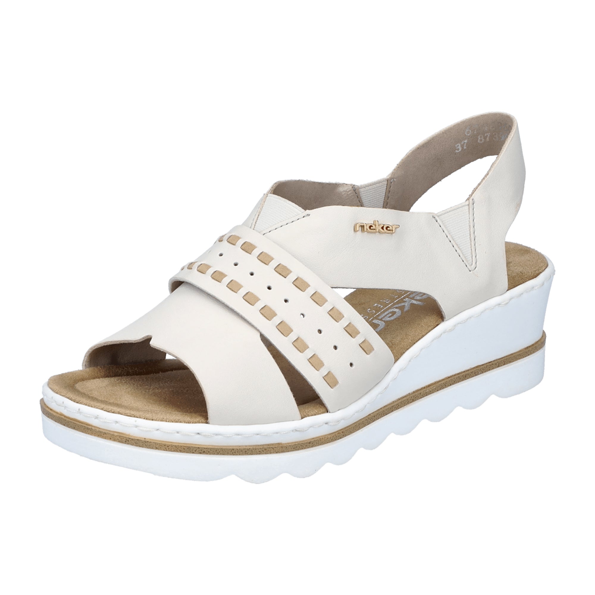 Rieker Beige Wedge Heel Shoes for Women Synthetic Upper Light PU Sole