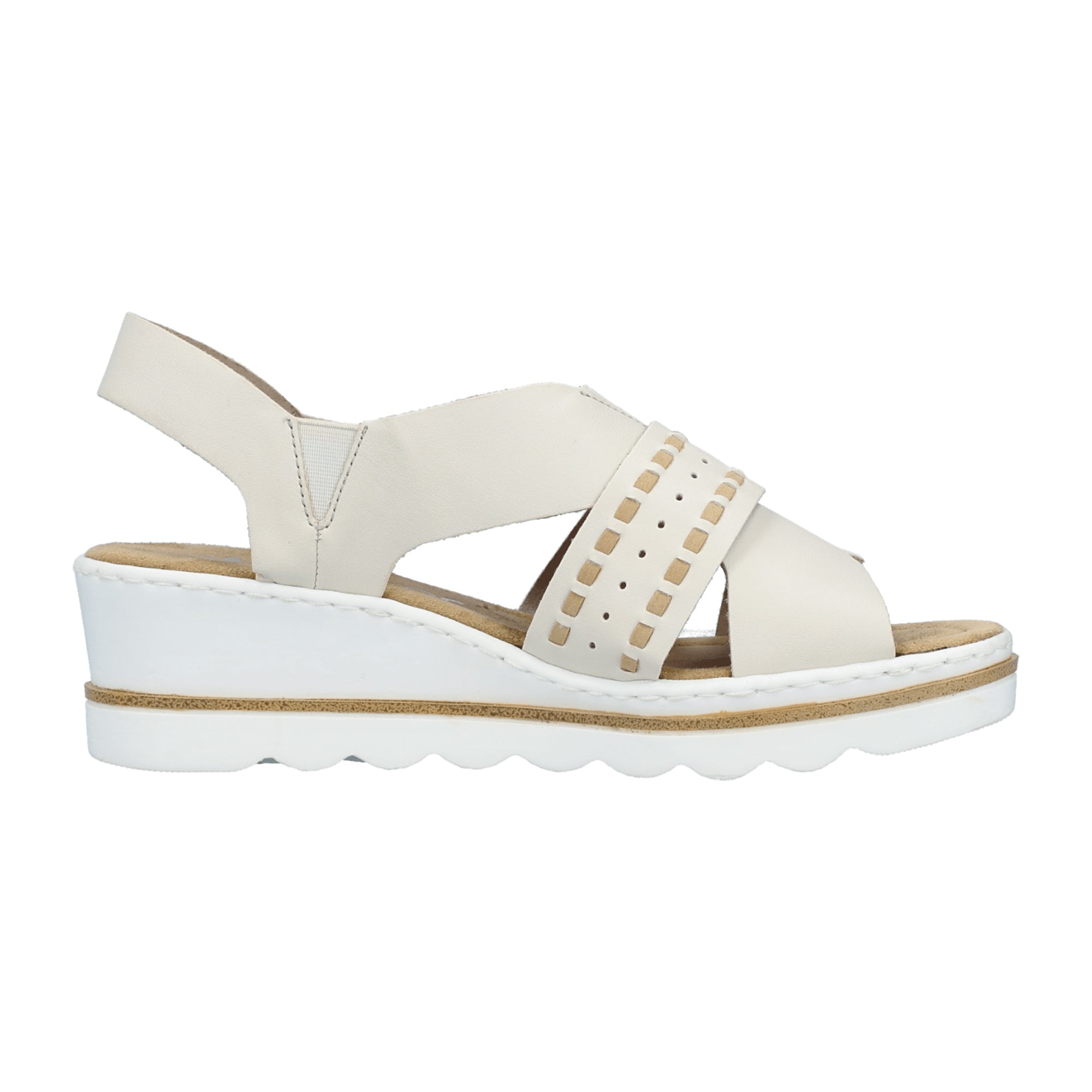 Rieker Beige Wedge Heel Shoes for Women Synthetic Upper Light PU Sole