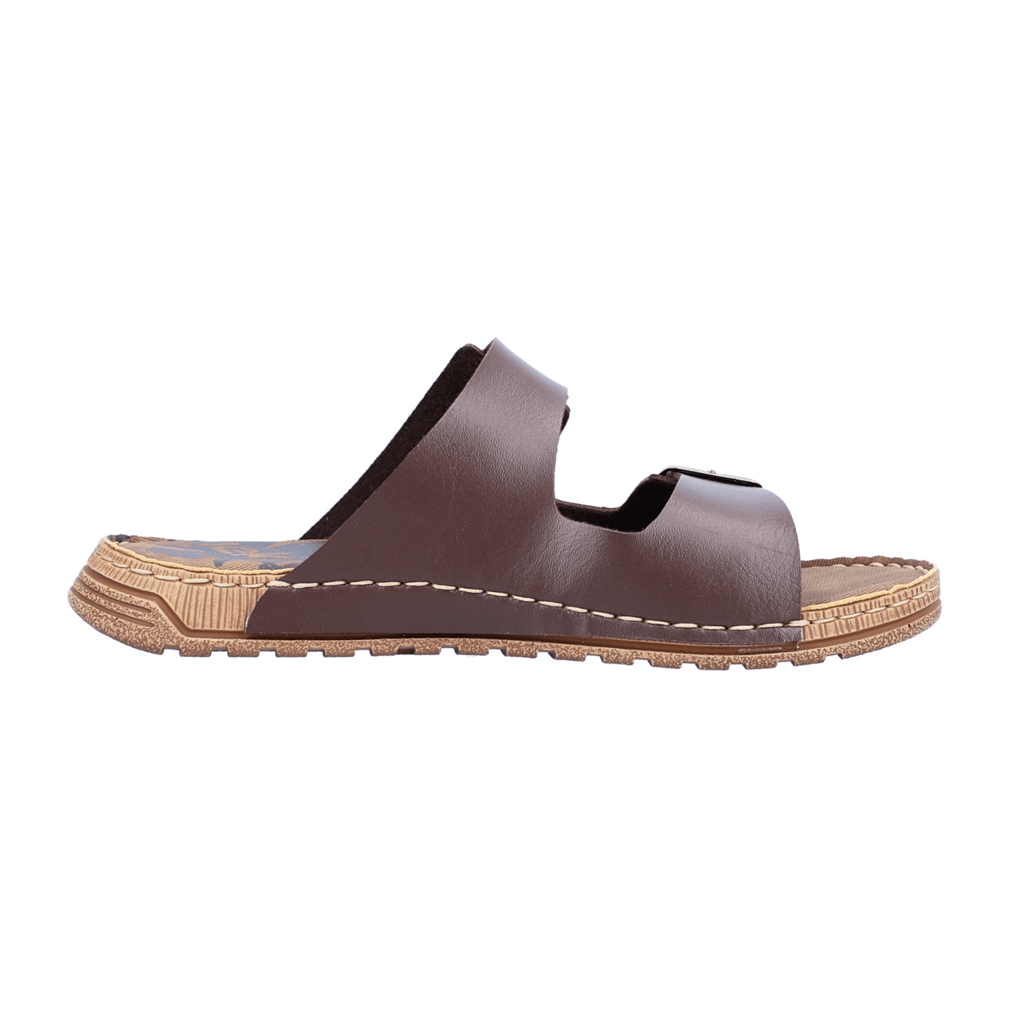 Rieker Men's Brown Sandals Comfortable Flat Faux Leather Summer Footwear