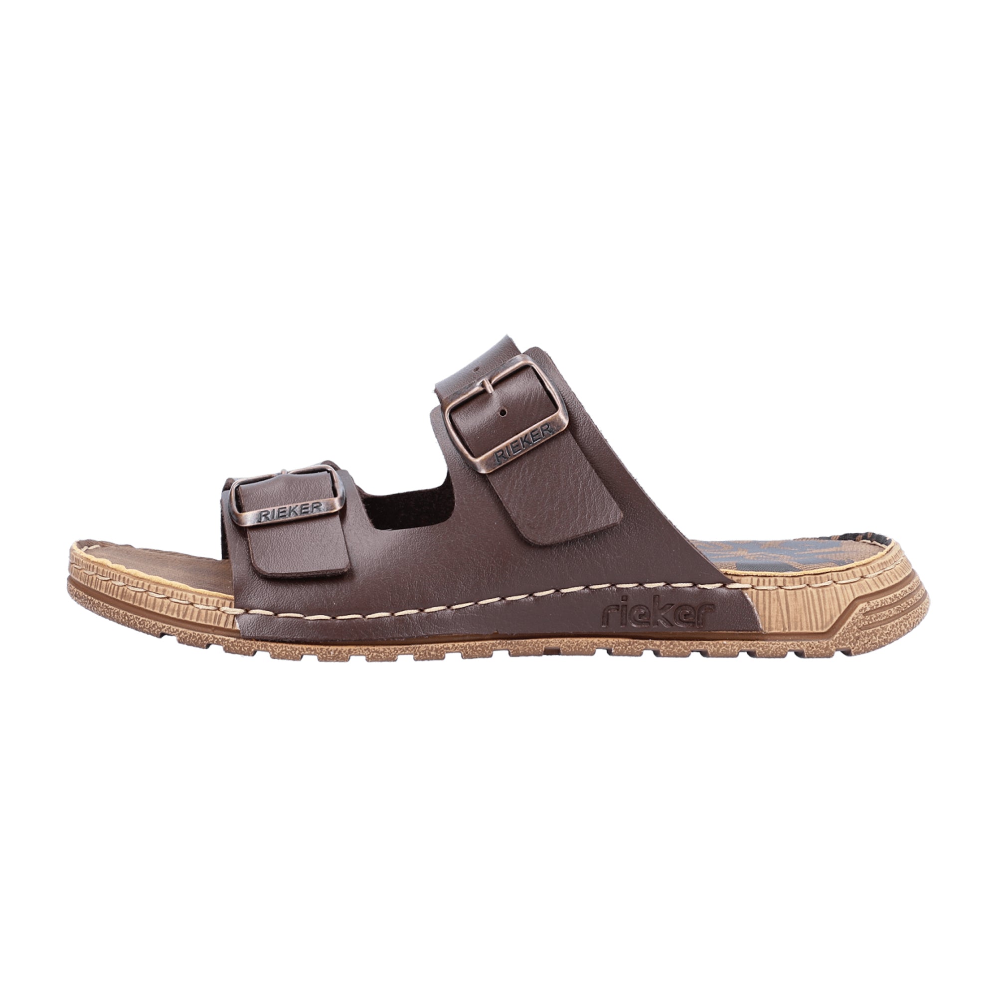 Rieker Men's Brown Sandals Comfortable Flat Faux Leather Summer Footwear