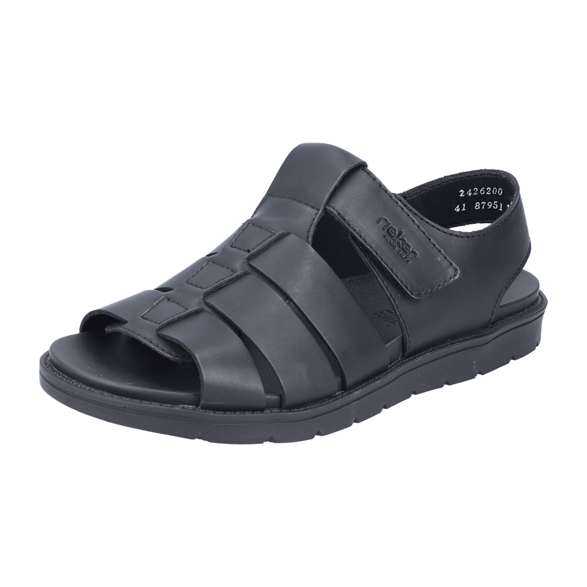 Rieker Men's Black Leather Shoes Flat Heel Normal Width Light-PU Sole