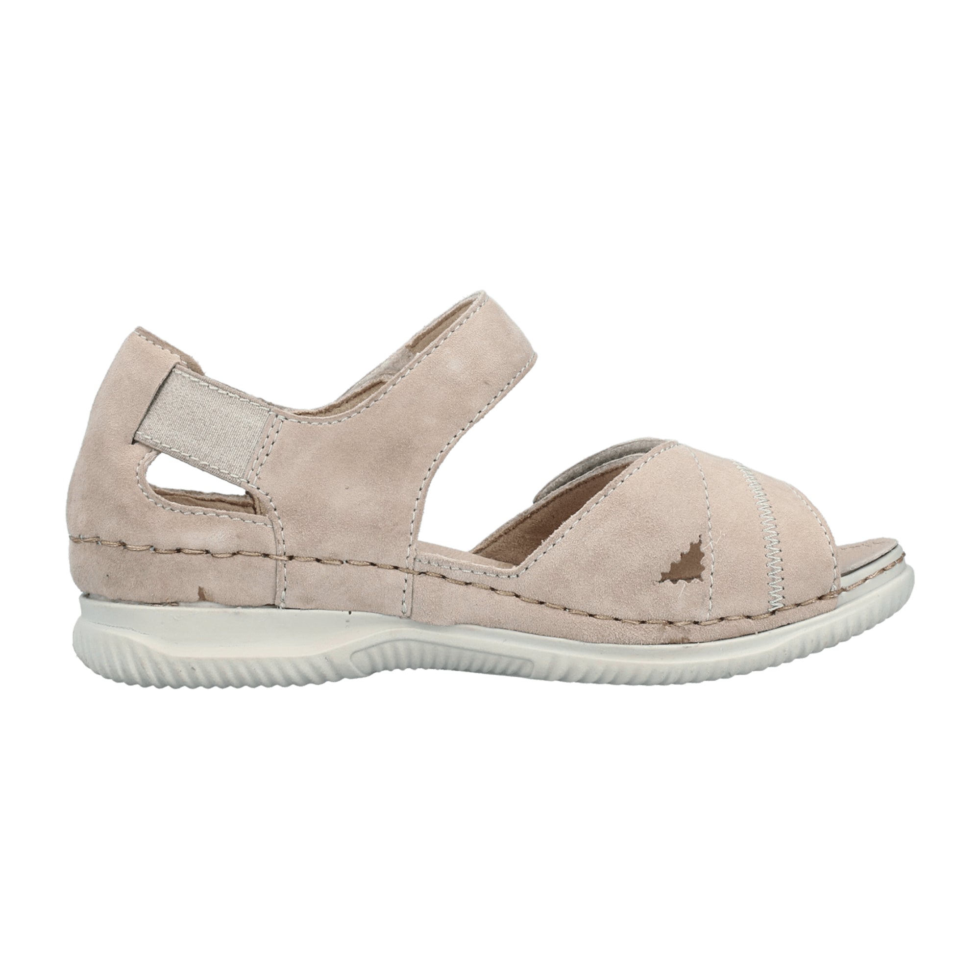 Rieker Beige Women's Sandals with Velcro Strap and Flat Heel