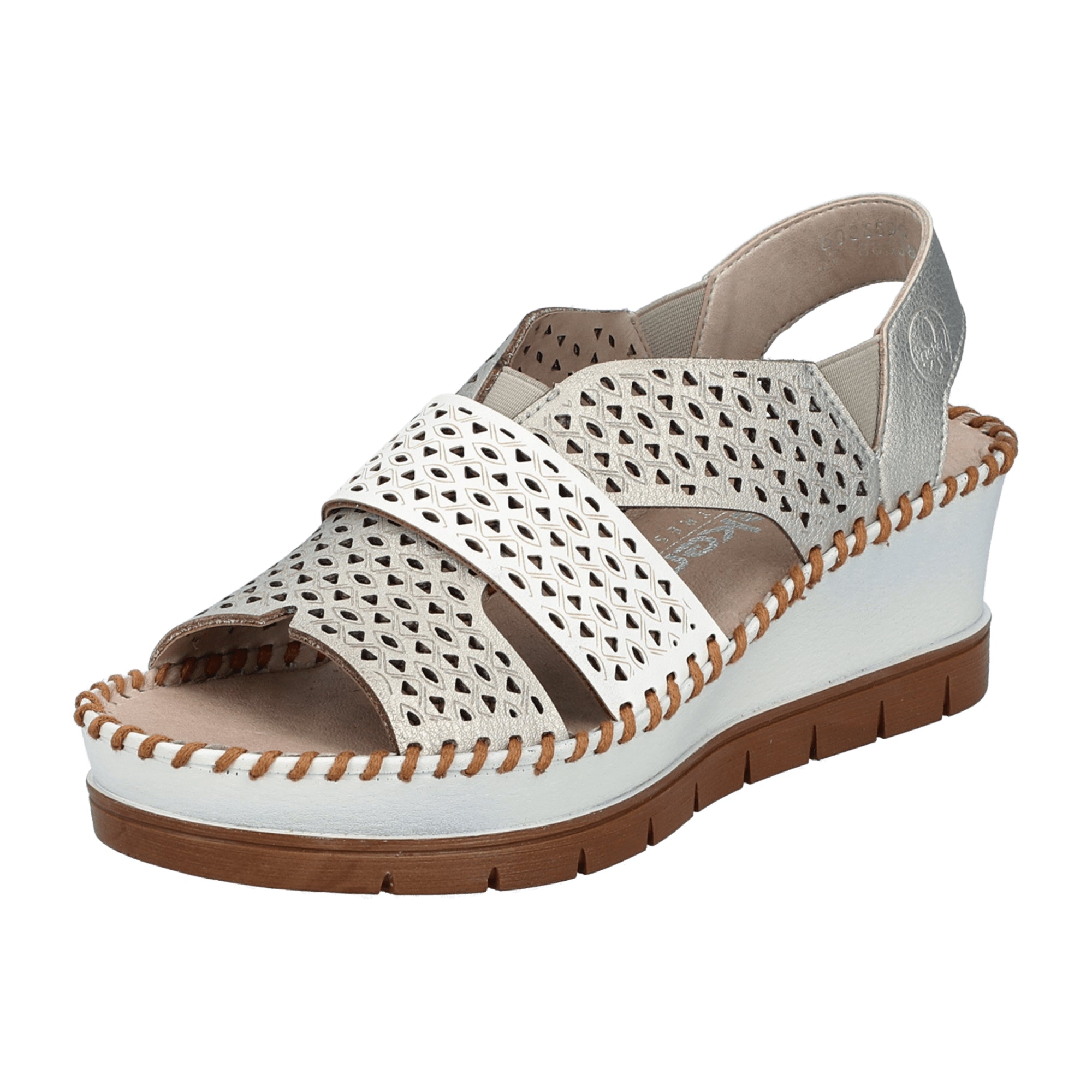 Rieker 60365 Women's Silver Leather Wedge Heel Shoes