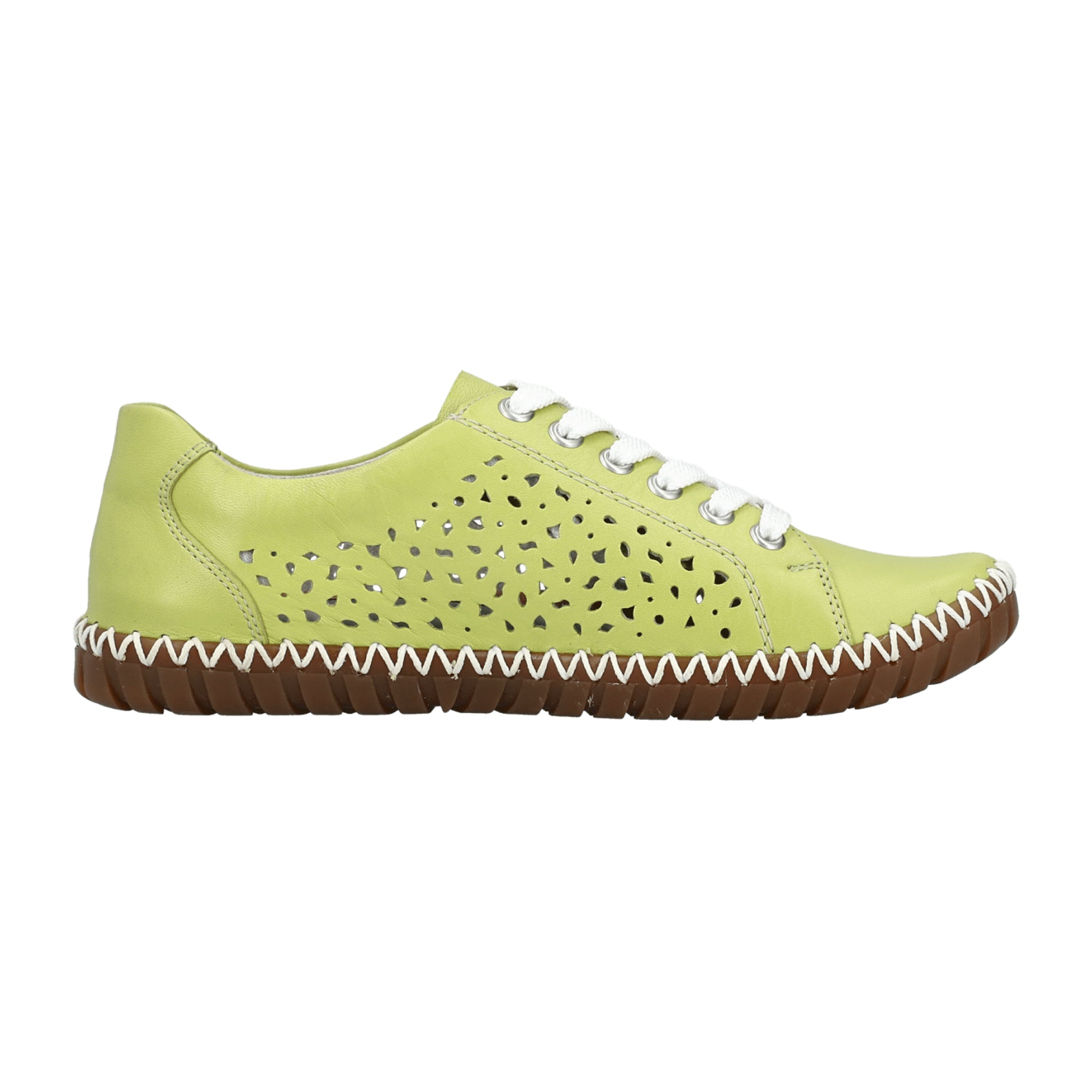 Rieker FSK Women's Green Leather Shoes Flat Heel Casual Comfort