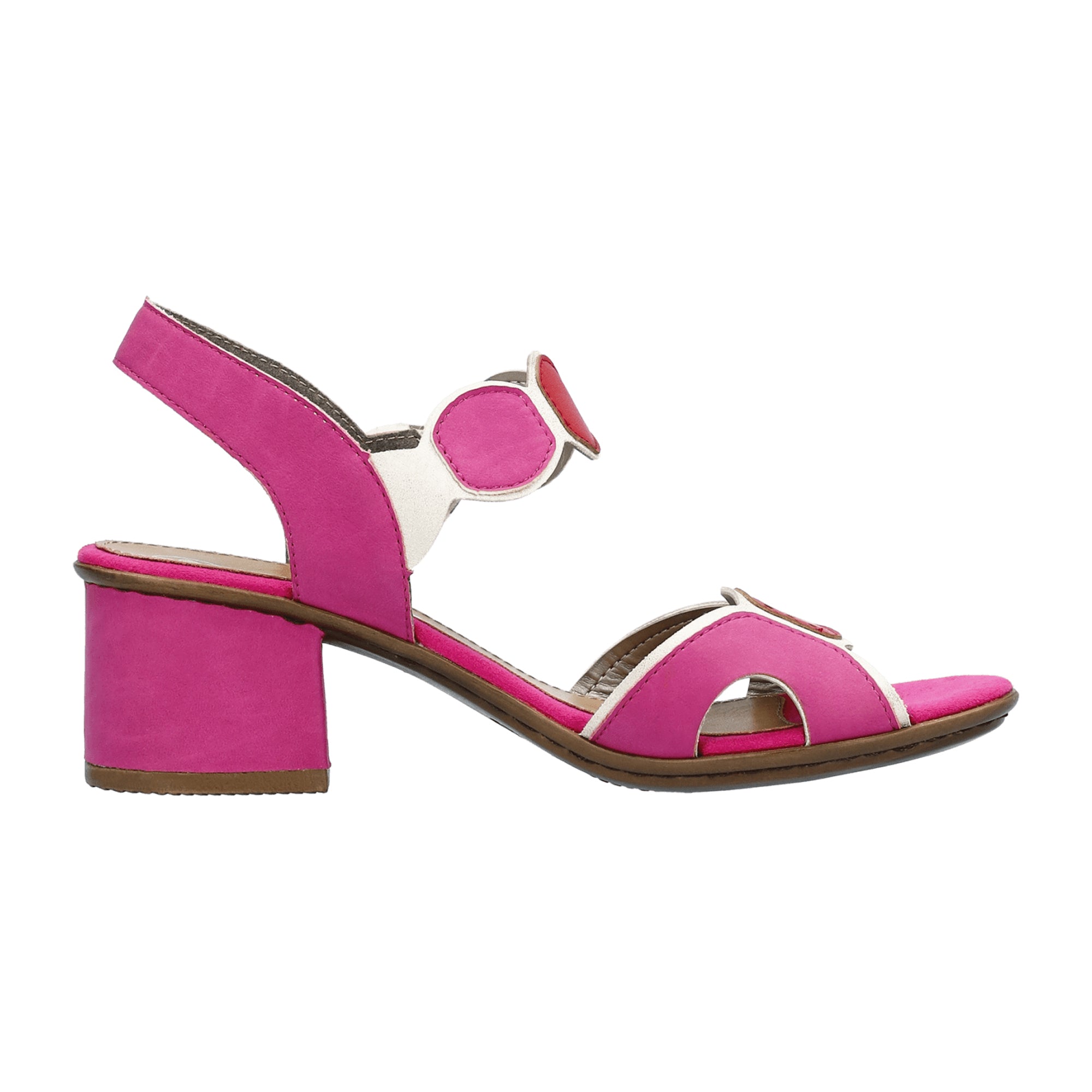 Rieker Pink Women's Sandals with Block Heel and Velcro Strap