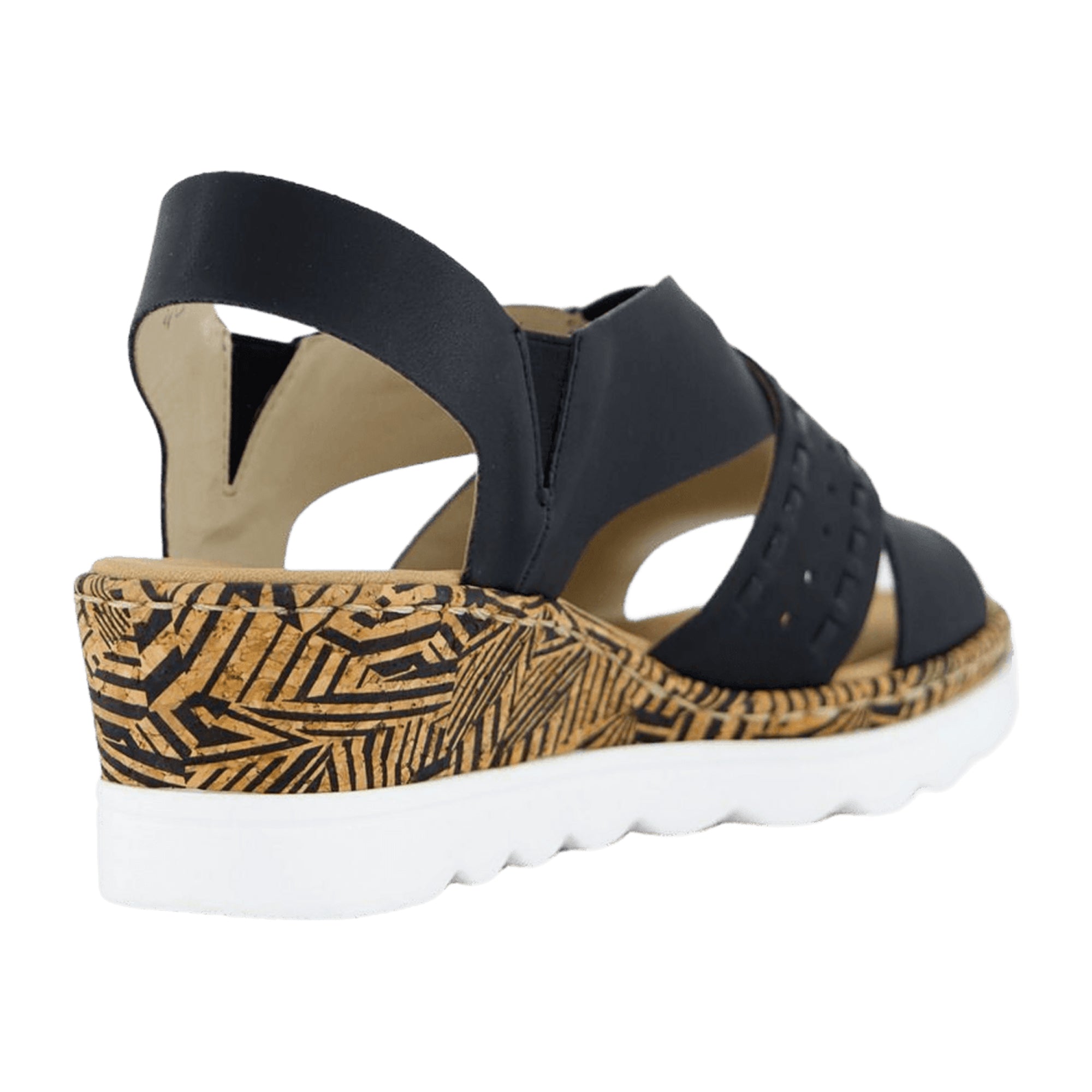 Rieker Black Women's Shoes 67179-00 with Wedge Heel and Faux Leather Upper