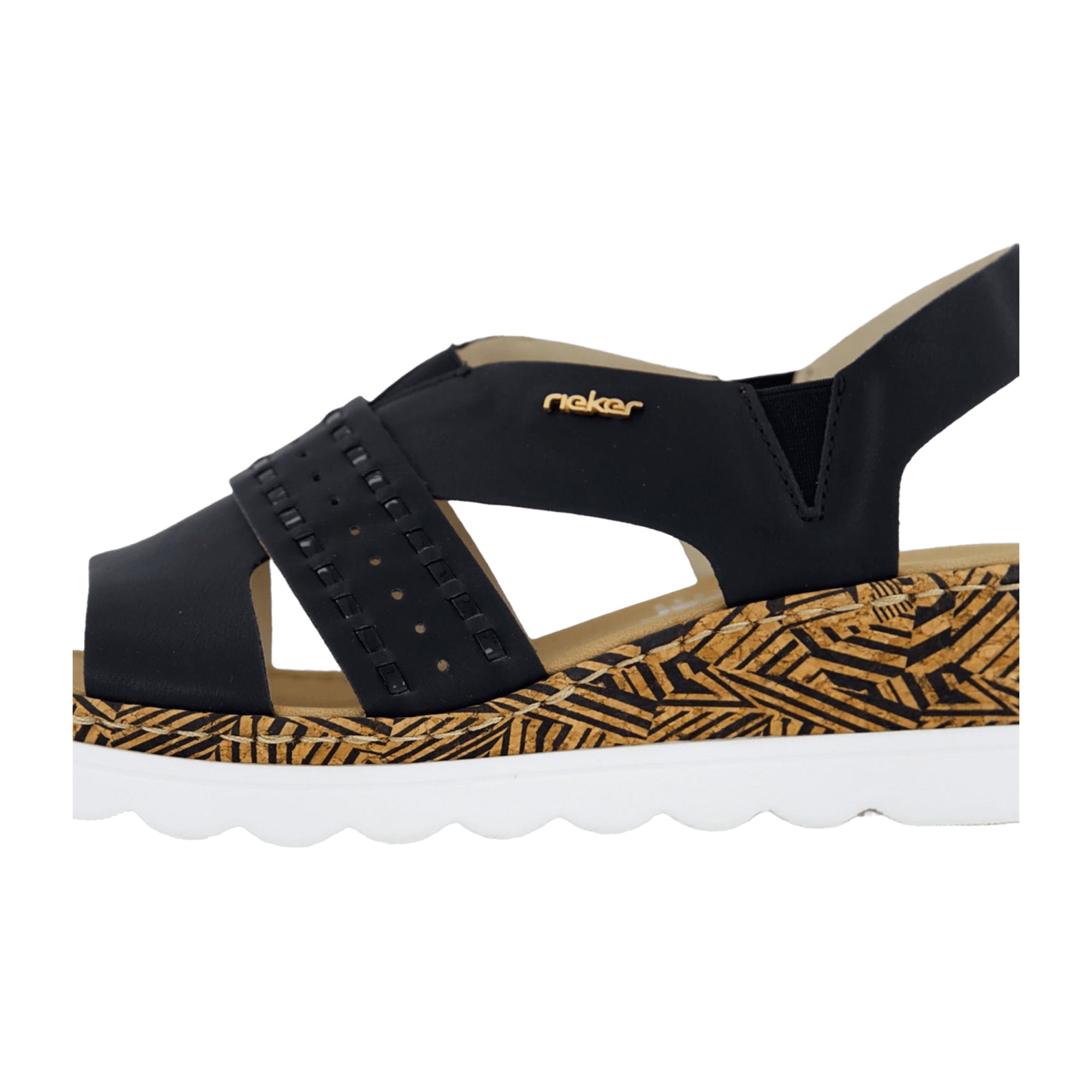 Rieker Black Women's Shoes 67179-00 with Wedge Heel and Faux Leather Upper
