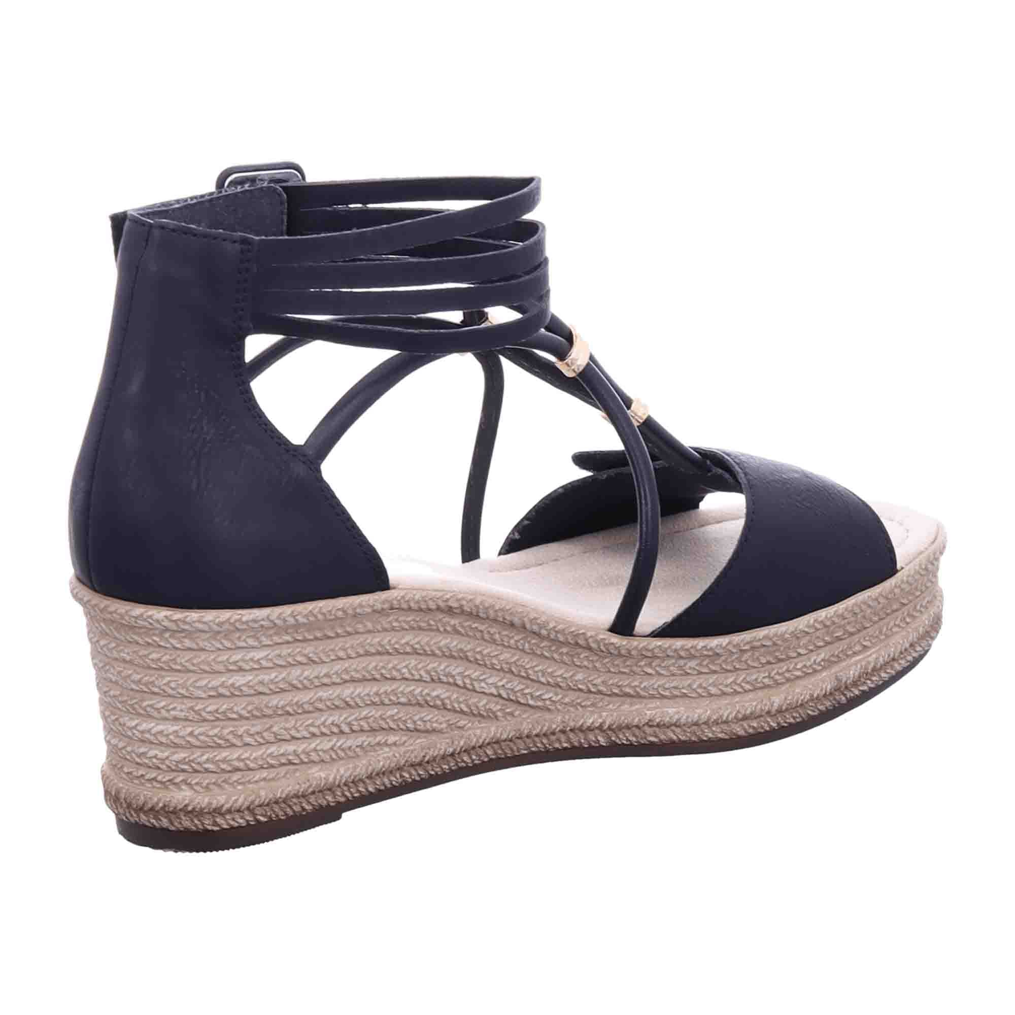 Rieker FSK Women's Black Sandals with Wedge Heel and PU Sole