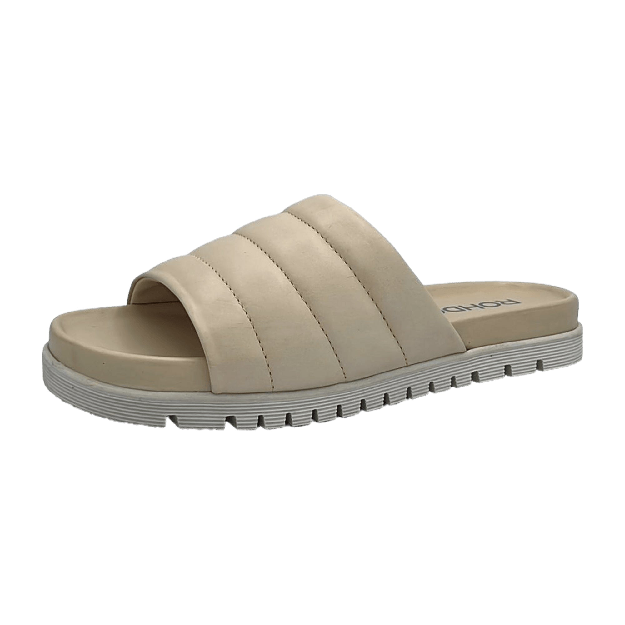 Rohde Sunnys Beige Leather Women's Shoes Flat Round Toe Casual Slip-On